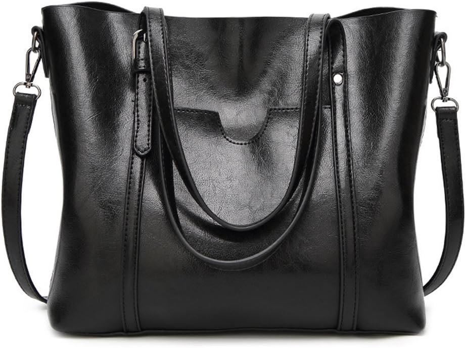 Ladies Handbags Tote Bag Women Work Bag Leather Shoulder Daily Top Handle Satchel Purse Crossbody Bag (black)