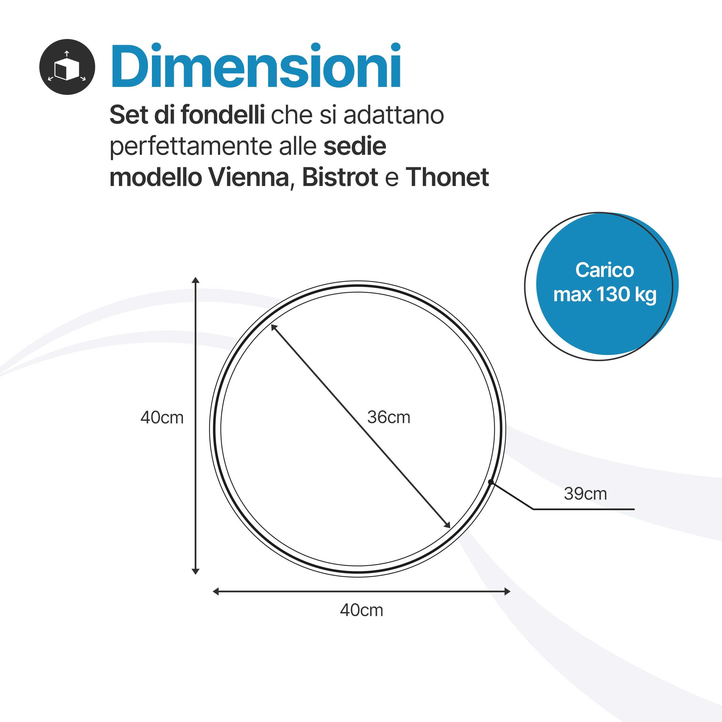 Tomaino - Fondelli Sedie Rotondi 40x40 cm in Stile Vienna - Set 10 Ricambi Sedute Per Sedie in Stile Bistrot Thonet - Sedute Sedie Nere con Disegno in Paglia di Vienna