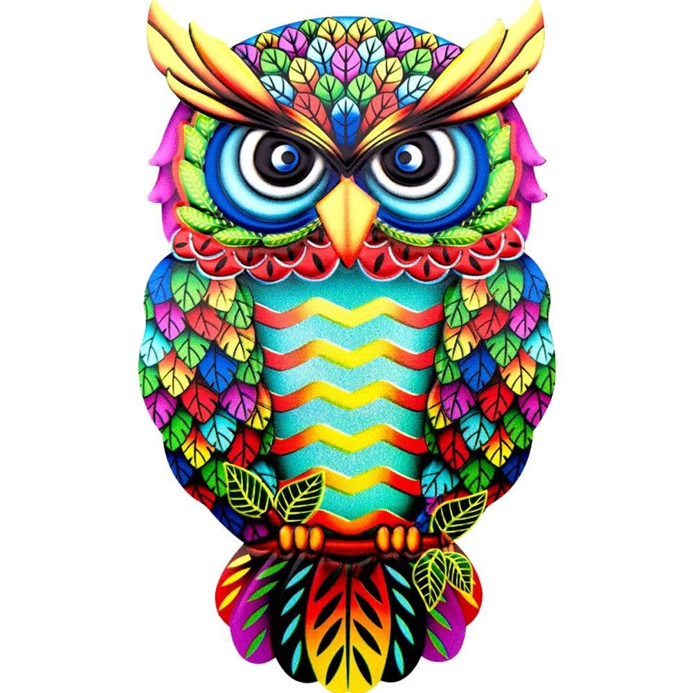 Danlai Style1 Metal Colorful Owl Sculpture Wall Art Decoration Animal Colorful Crafts Ornaments For Indoor Outdoor Home Garden Decoration
