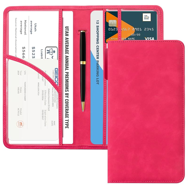 CoBak Porta-Documentos Automotivo para Porta-Luvas com Fechamento Magnético L-Ruby Red