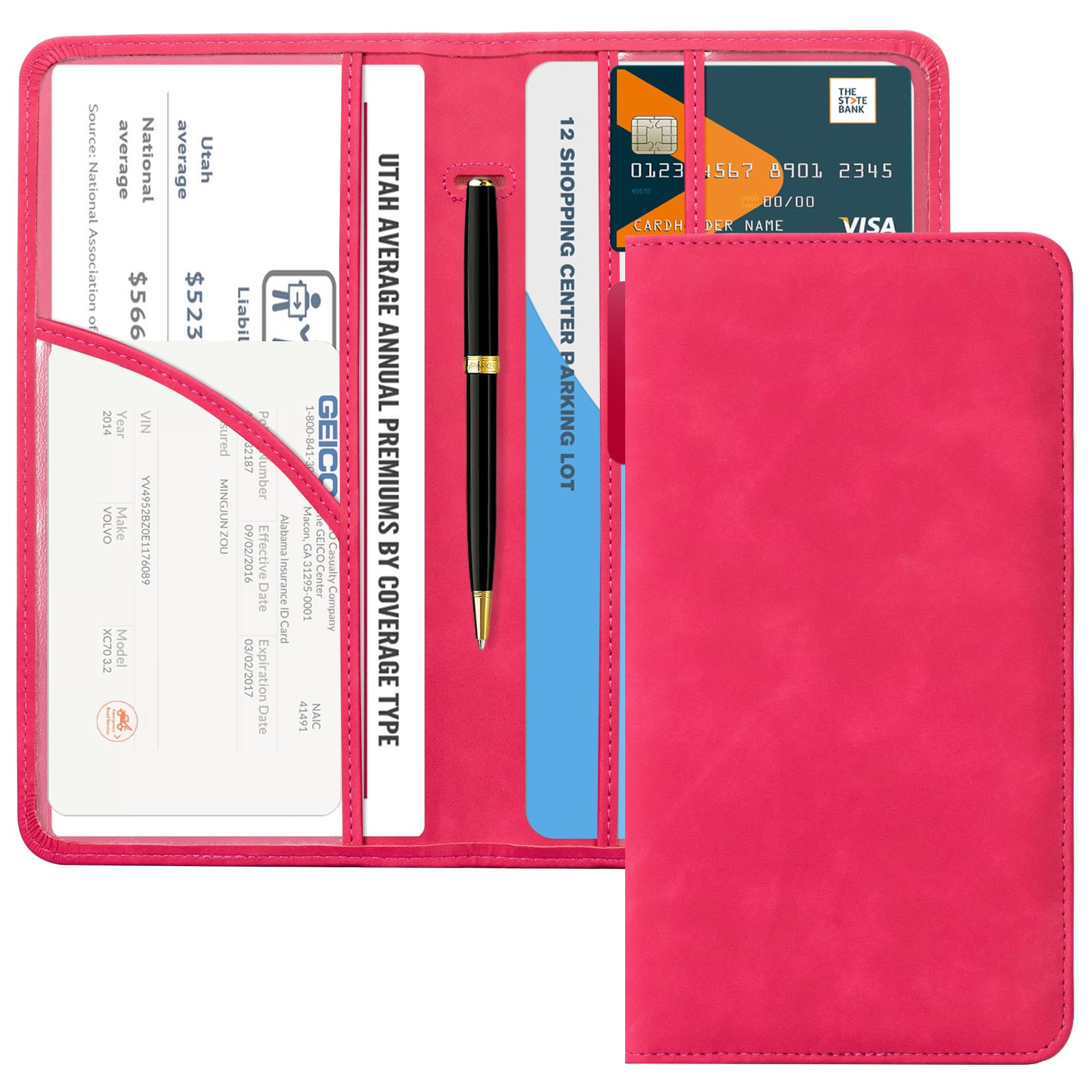 CoBak Car Registration and Insurance Holder | Vehicle Glove Box Organizer, Auto Truck Compartment Document Case with Magnetic Closure for Insurance &amp; Driver License