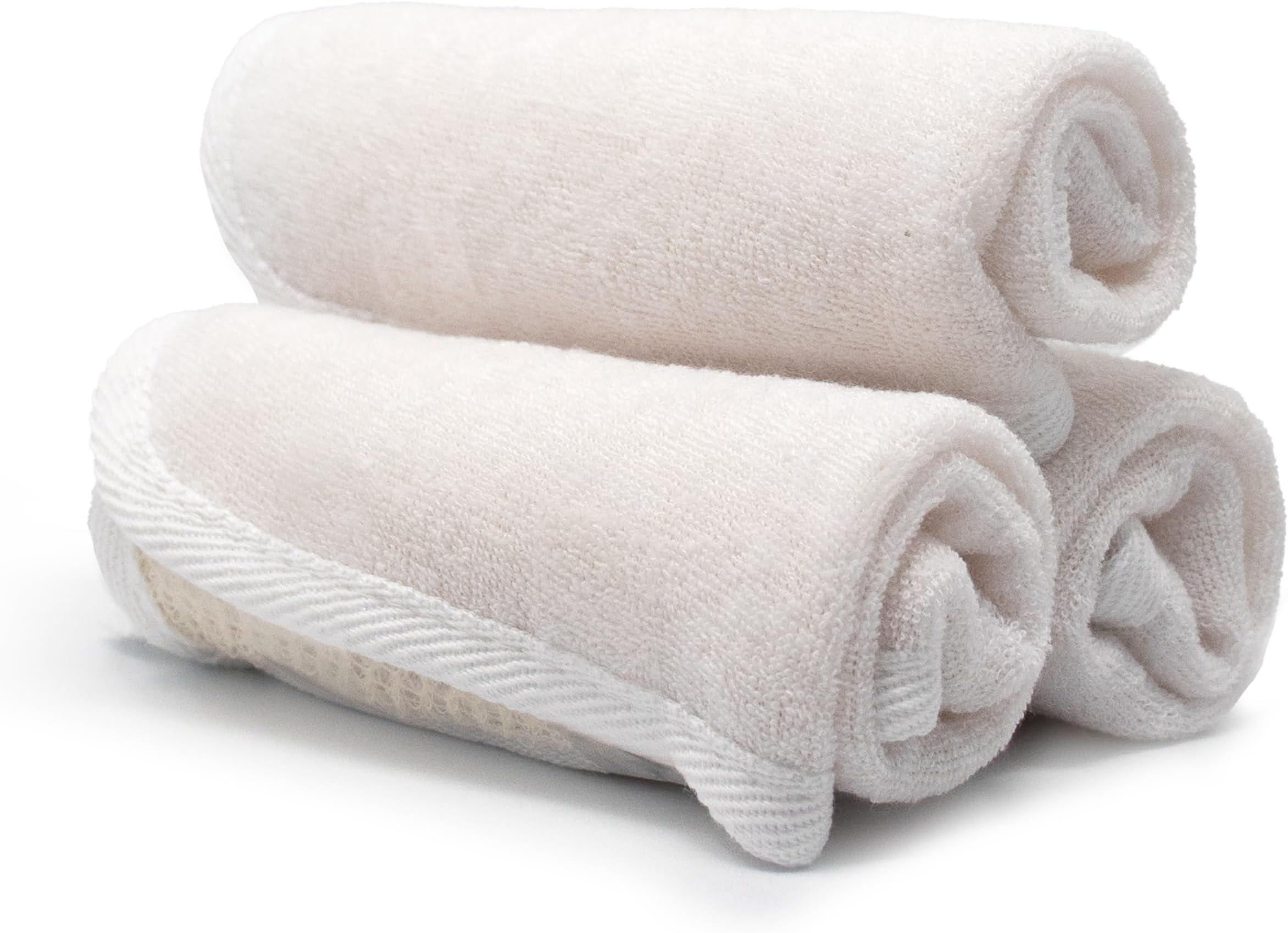 PARADISO Evriholder Soft-Weave Exfoliating Wash Cloths Dual-Textured for Face and Body, Pack of 3, White