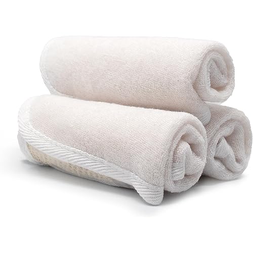PARADISO Evriholder Soft-Weave Exfoliating Wash Cloths Dual-Textured for Face and Body, Pack of 3, White