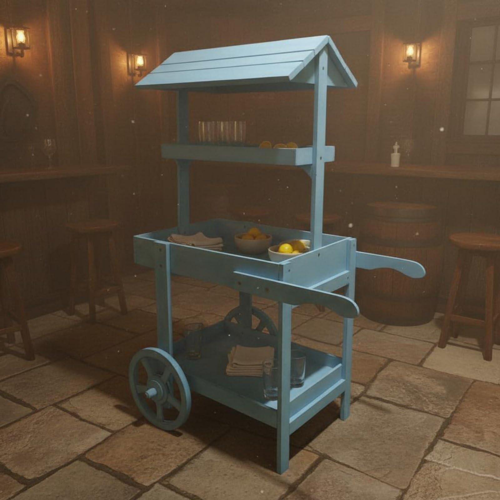 Carrello Espositivo Vintage Carrello Fioriera Scaffale Porta Piante Carrello Pieghevole Carrello in Legno Robusto Texture Rustica per Oggetti Adatto, Bianco
