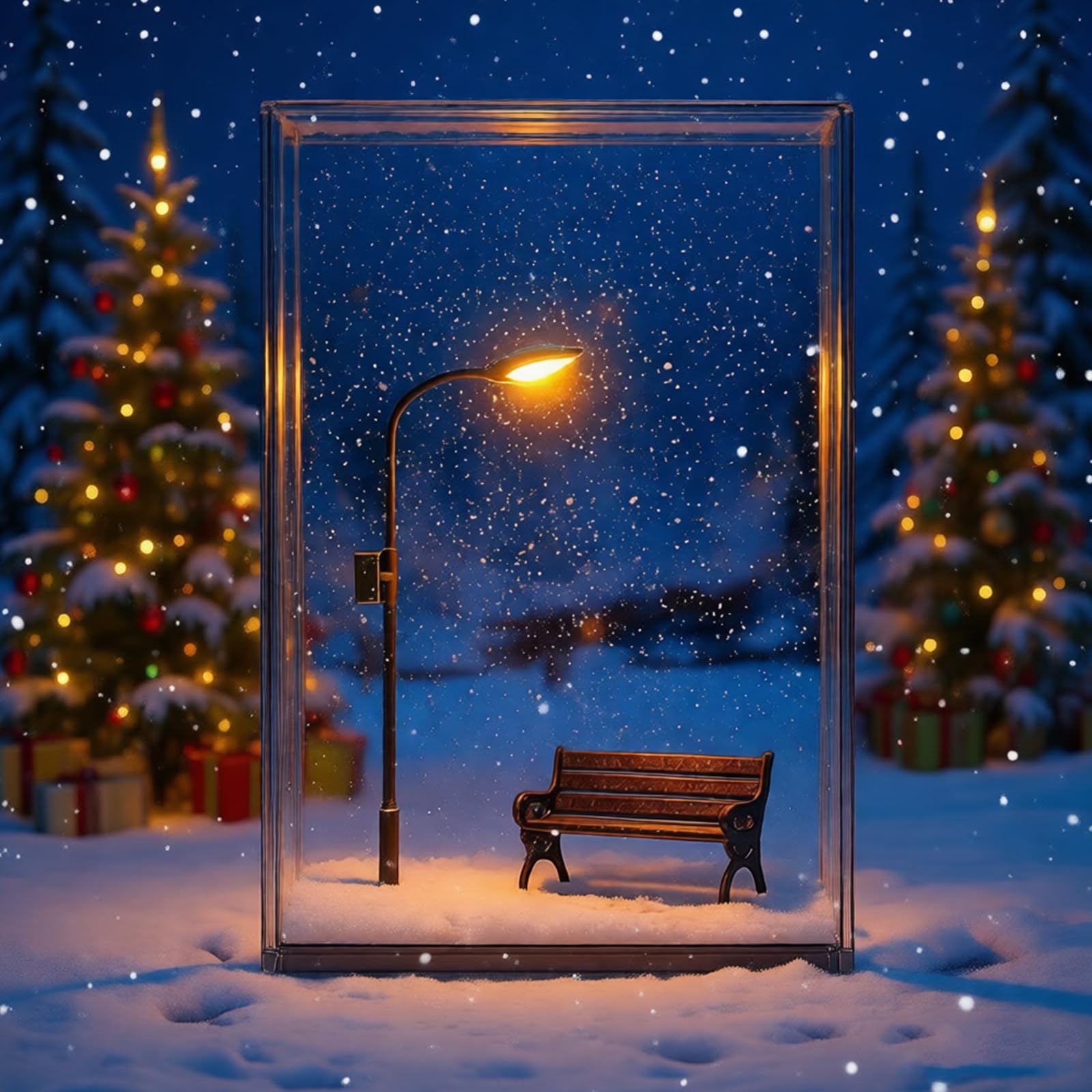 2027 New Snow Lamp with Street and Christmas Scene, The Snow Lamp (1Pcs A)