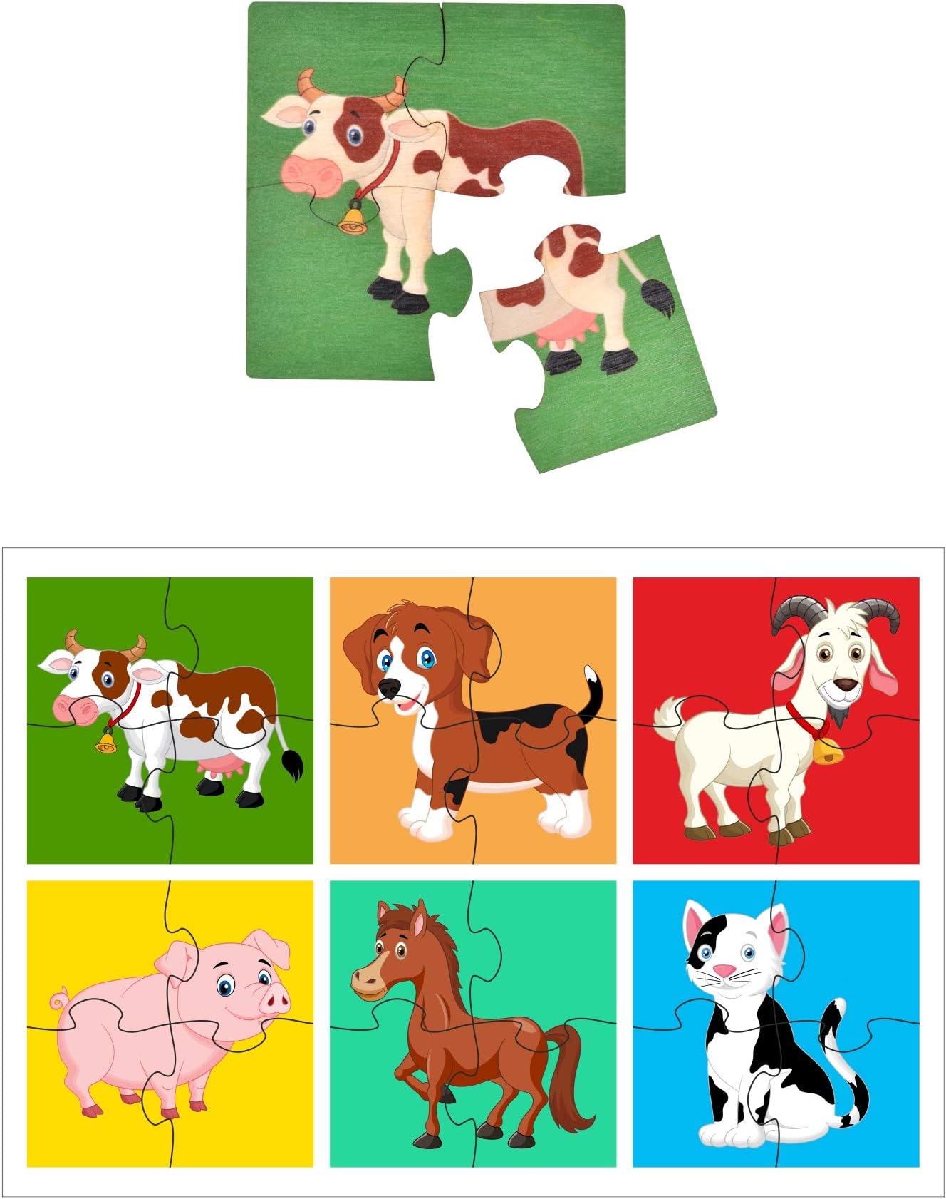 RK Cart Animal Jigsaw Puzzle for 5 Years, Set of 6, Multicolour