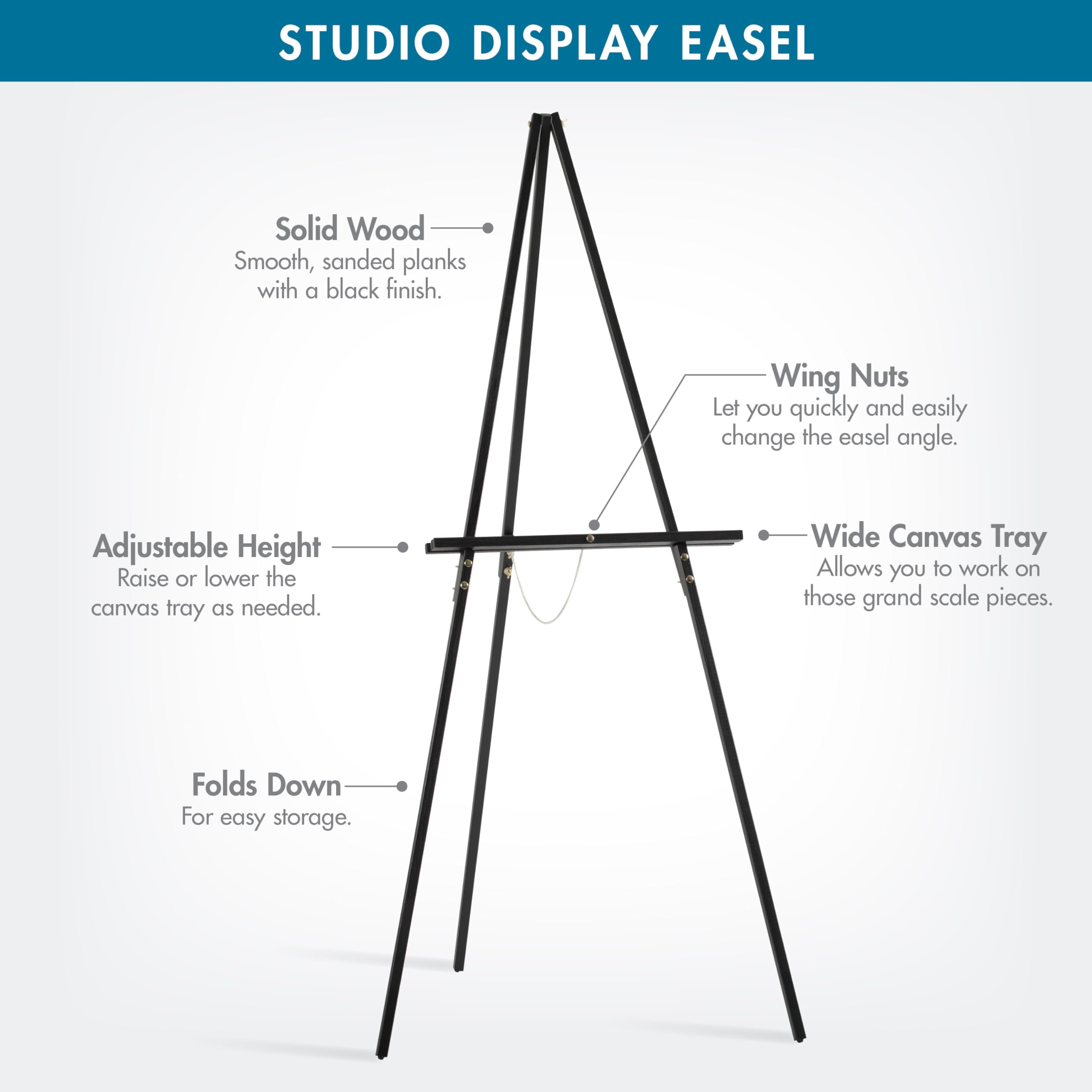 SD STUDIO DESIGNS Studio Display Easel Black 13206 Staffelei, Holz, G. Schwarz (160 cm Höhe), 63" H