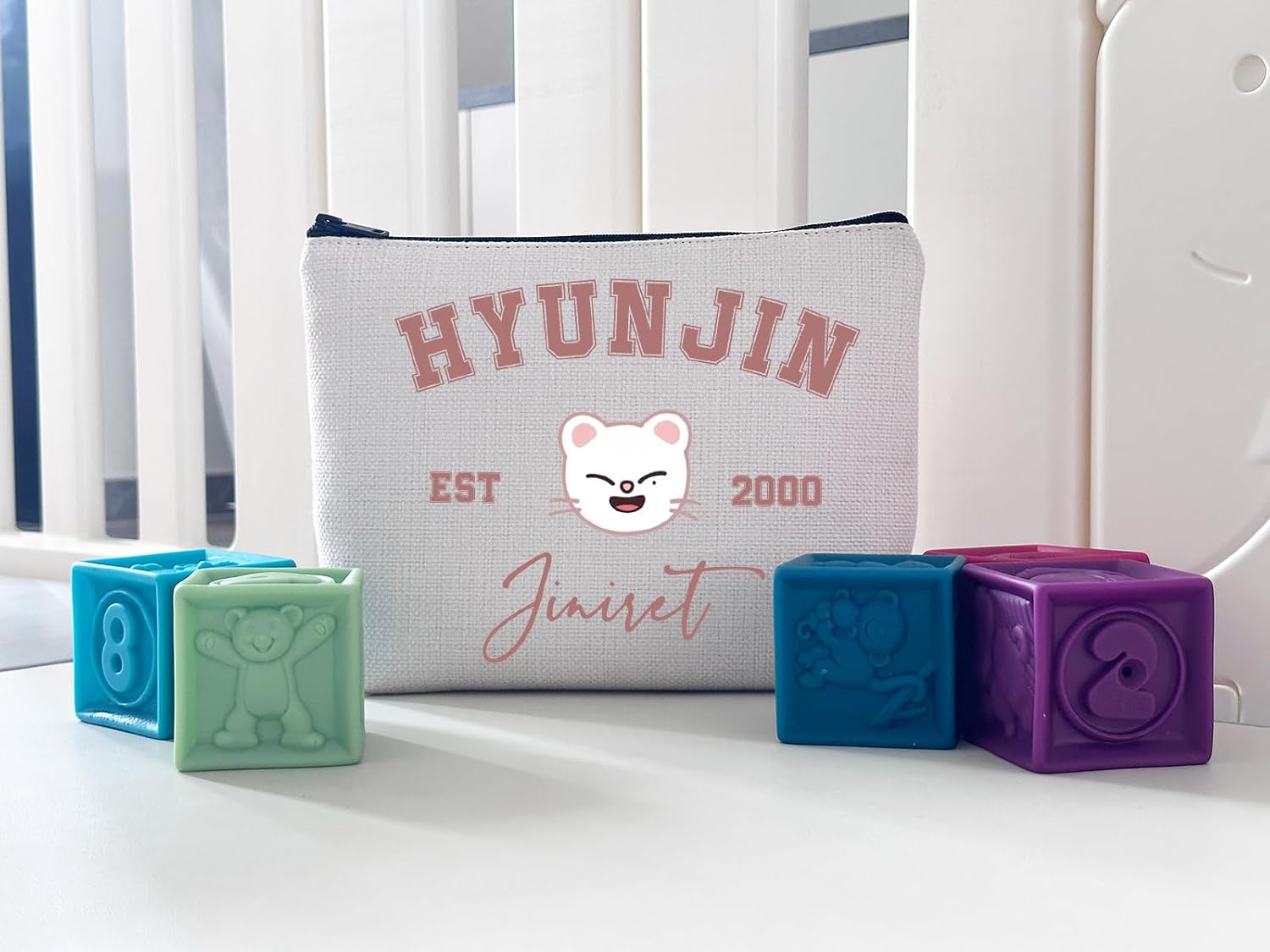 WCGXKO Korean Gift Music Group Merch Group Boys Makeup Bag Music Lover Gift (2000Jiniret), beige image 5