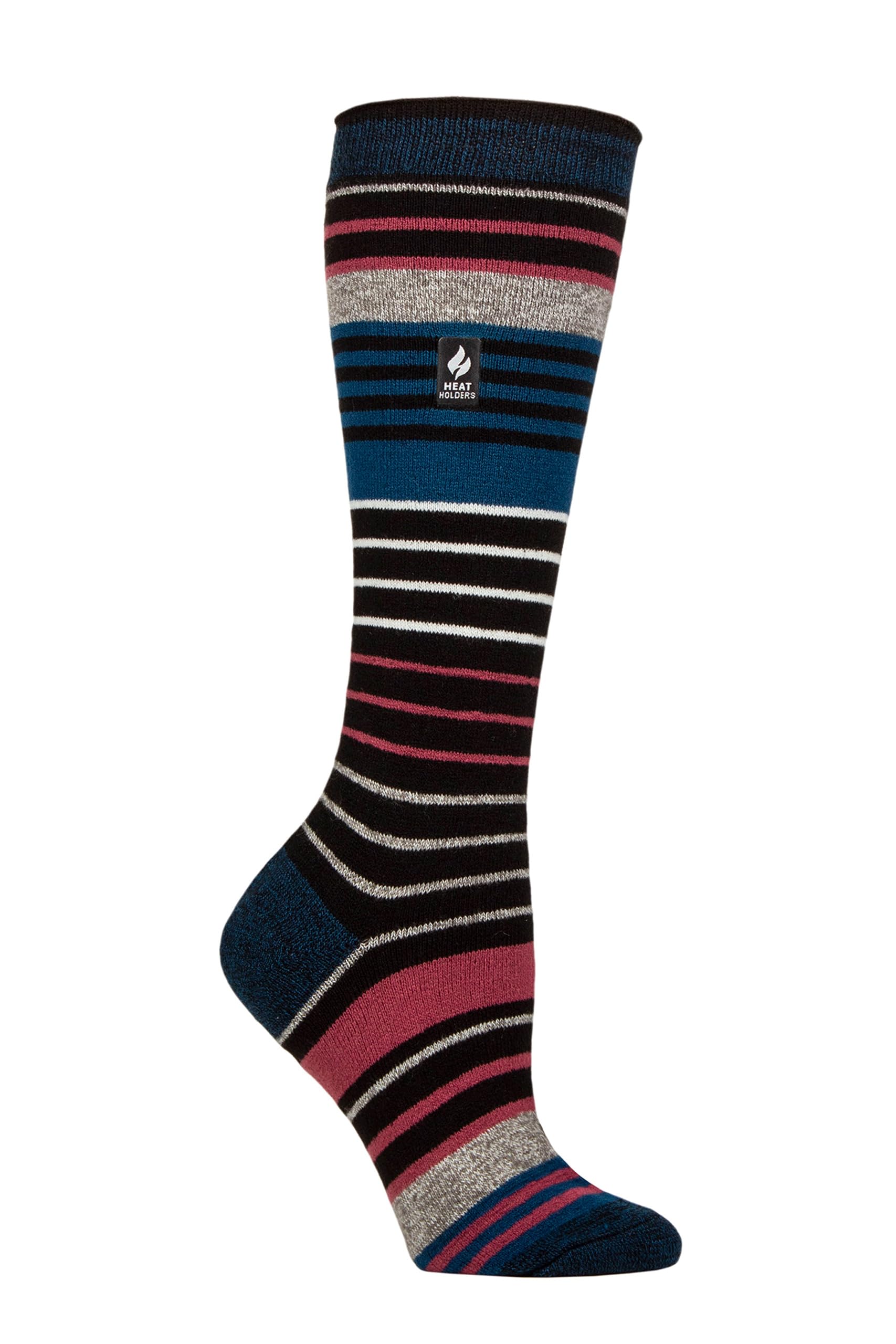 Heat Holders Women's Jura Black / Teal Sockshop 1.0 Tog Apres Ski Ultra Lite Ski Socks Pack Of 1 (Uk, Numeric, 4, 8, Regular, Regular, Jura Black/Teal)
