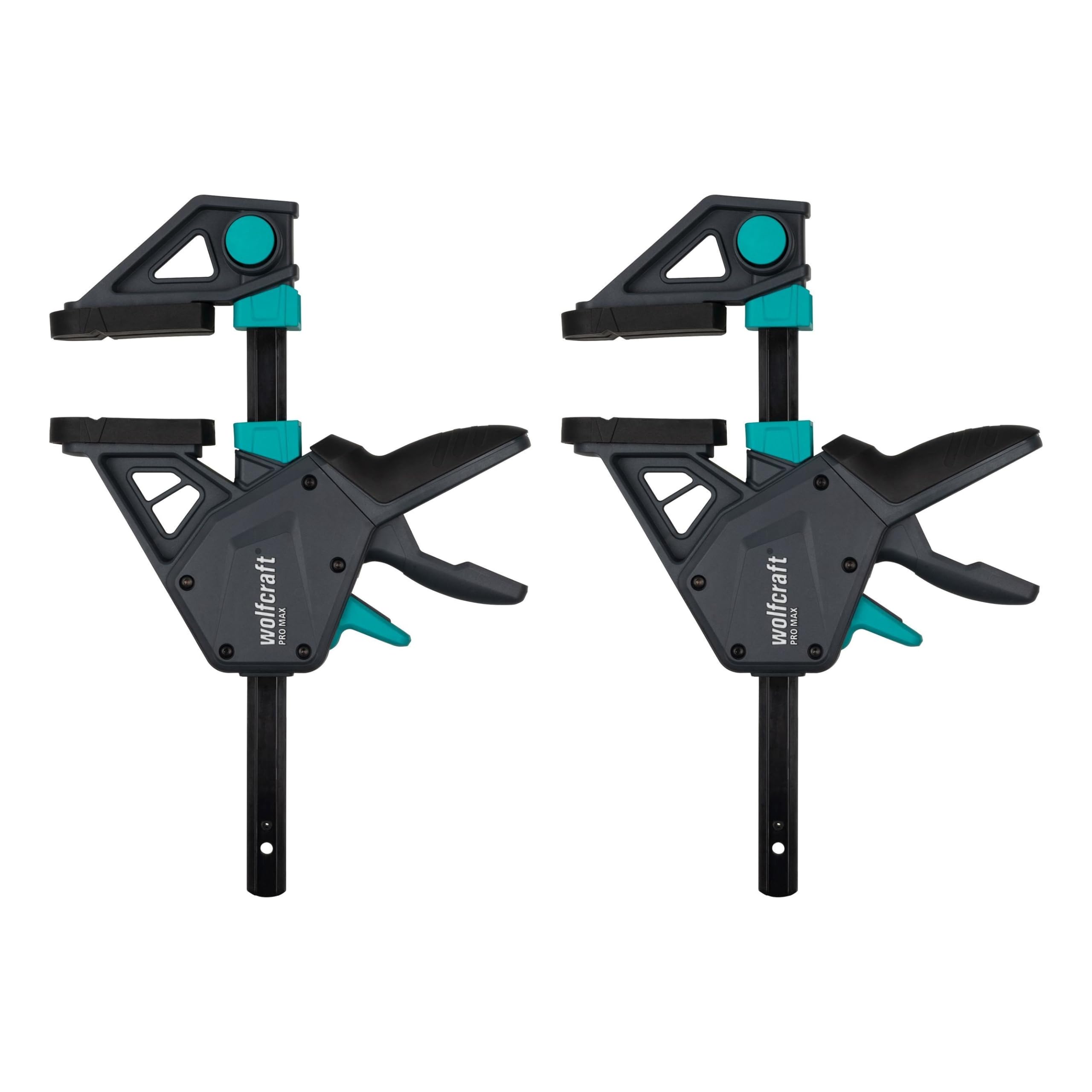 wolfcraft 2 zaciski jednoręczne PRO MAX - 8665060 - e Zacisk o dużej mocy do najwyższych wymagań zawodowych - Rozmiar zacisku 150 mm