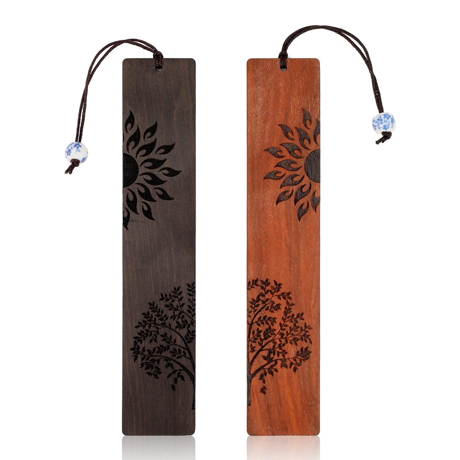 JSRQT 2 Piezas Marcapáginas de Madera,Marcapáginas de Hechos a Mano,Marcadores de Págin,Marcadores de Libros de Lectura para Amantes de los Libros,Estudiantes, Profesores