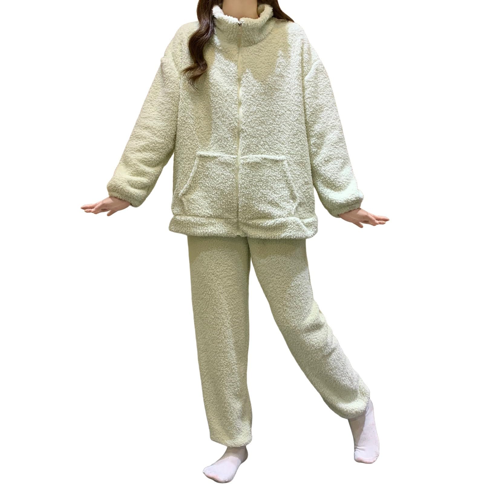 Invernale in Morbida Flanella per Un Comodo Termico a Maniche Lunghe con Elegante Motivo Jacquard, Comodo da Due Pezzi per Le Notti Fredde