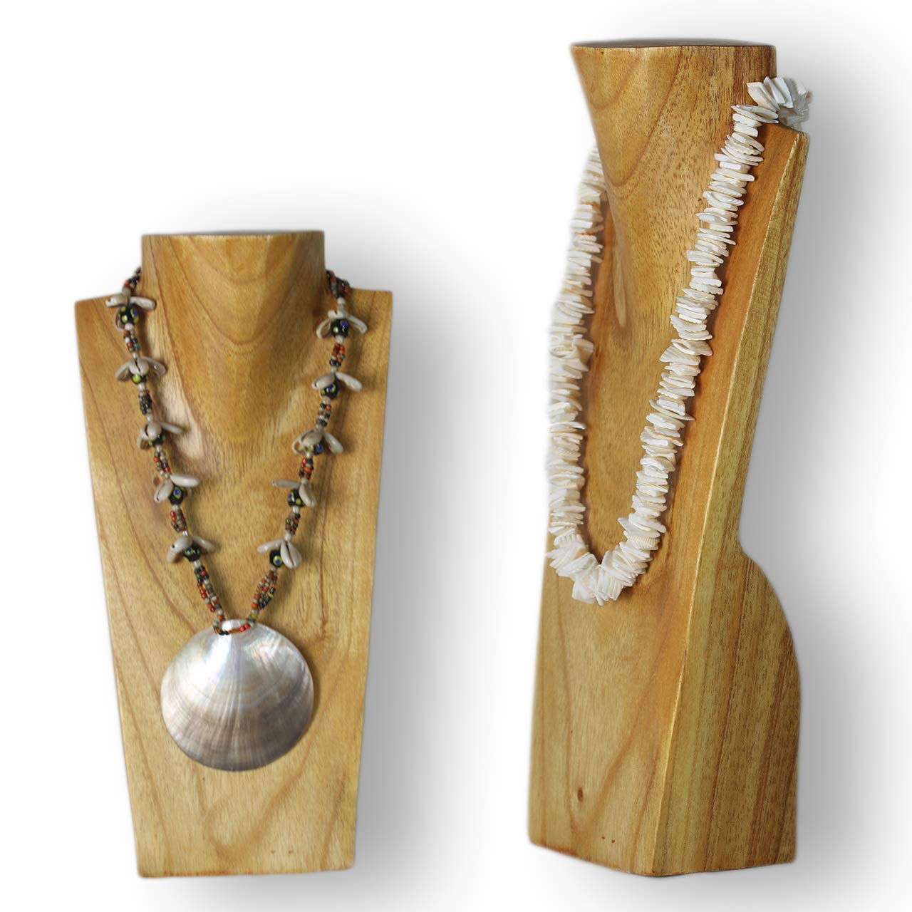 ART-CRAFT Schmuckständer Kettendisplay Schmuckbüste aus Holz Natur 2er Set 30 und 40cm