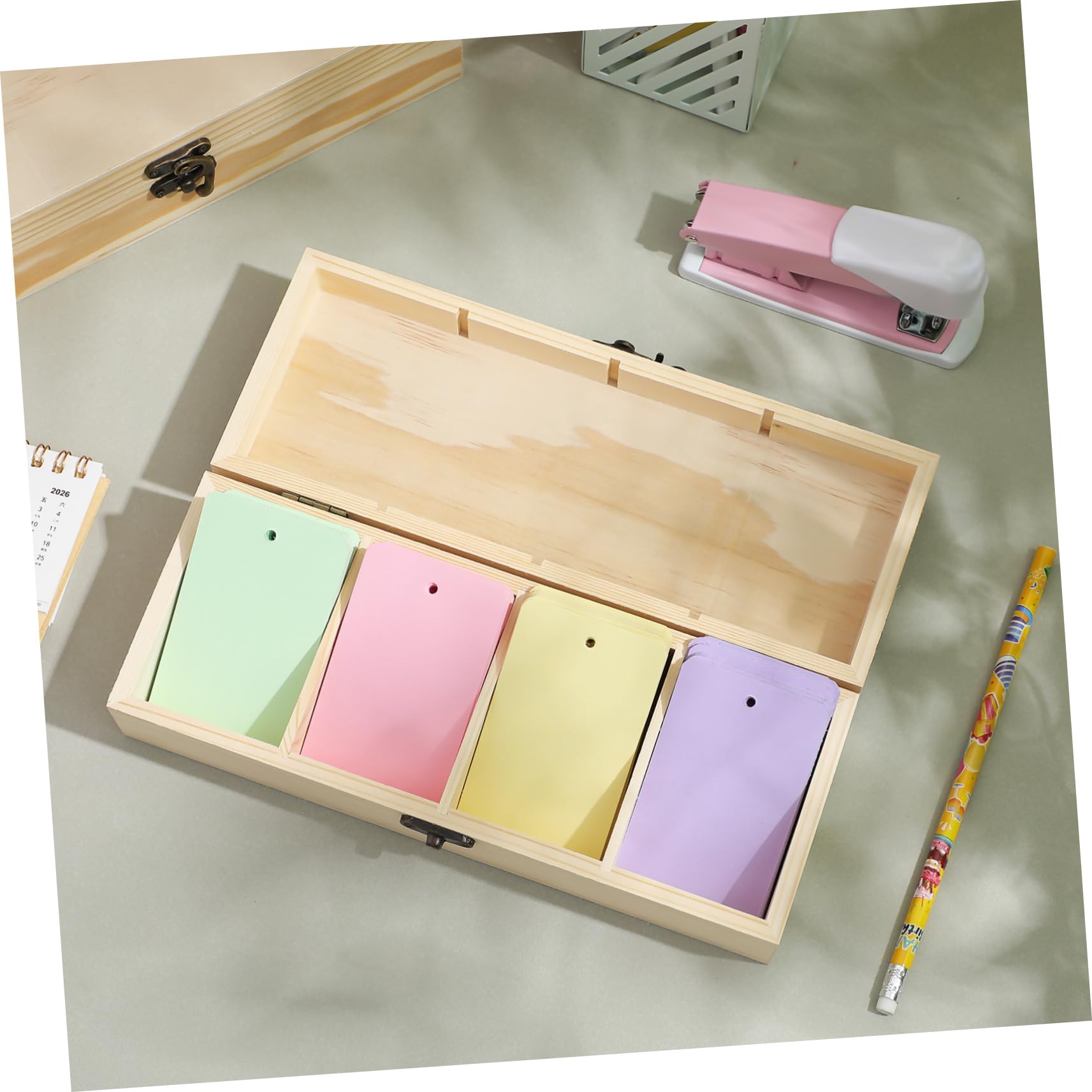SHINEOFI Holzbox mit 4 Fächern und Klappdeckel 2 Stück Klein