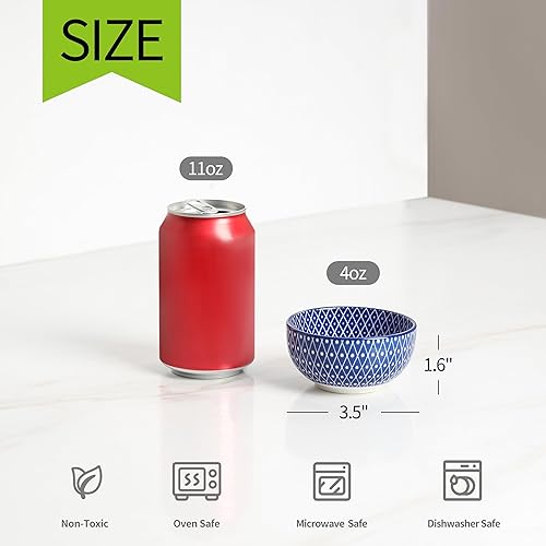 Miniatura 3 de Selamica Juego de 6 cuencos de cerámica de 4 onzas, mini cuencos de 3.5 pulgadas para sumergir, guarniciones, aptos para microondas y lavavajillas,