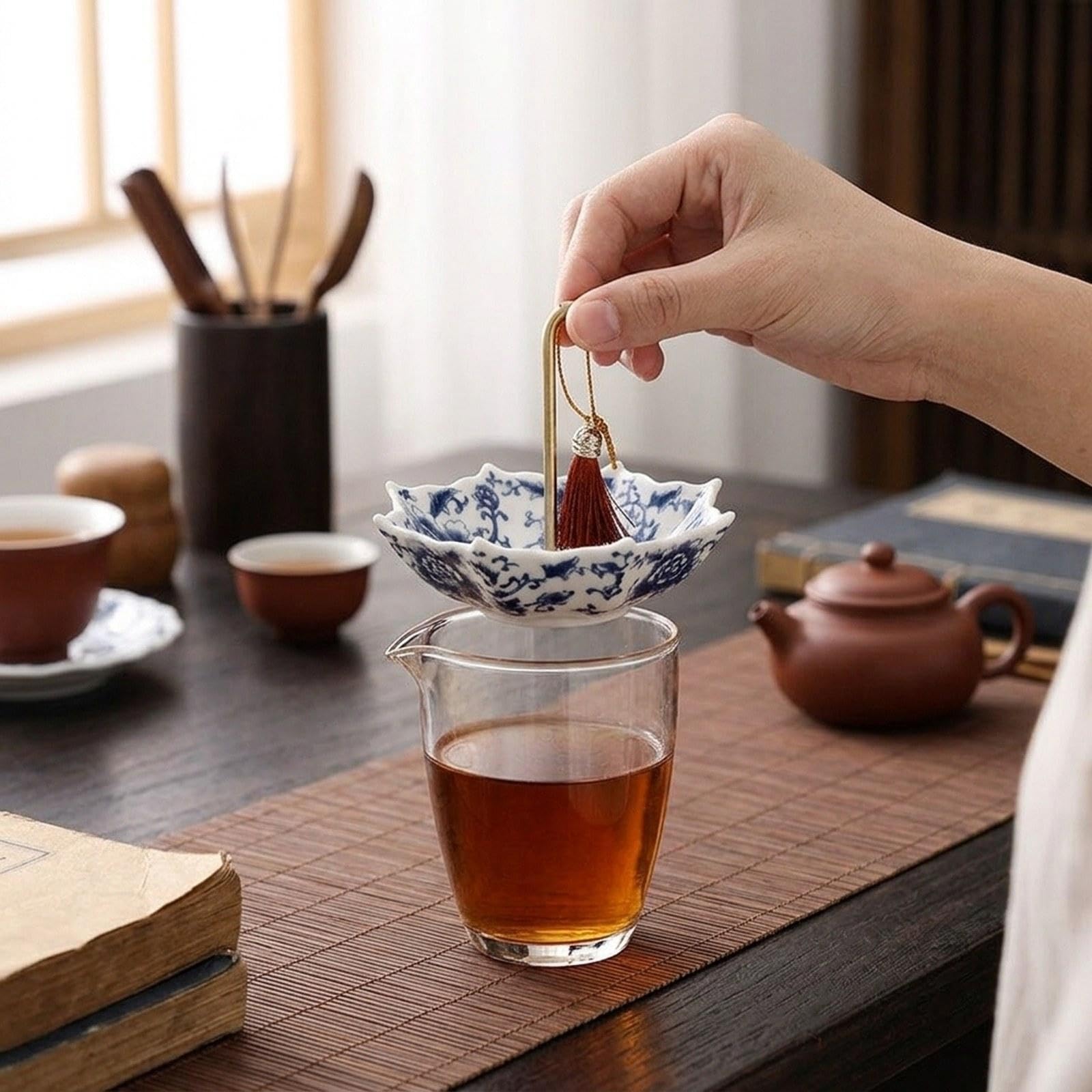 rockible Colador de Té de, Herramienta Artística Esencial, Accesorio de Té para Decoración de Salón de Té O de Mesa.