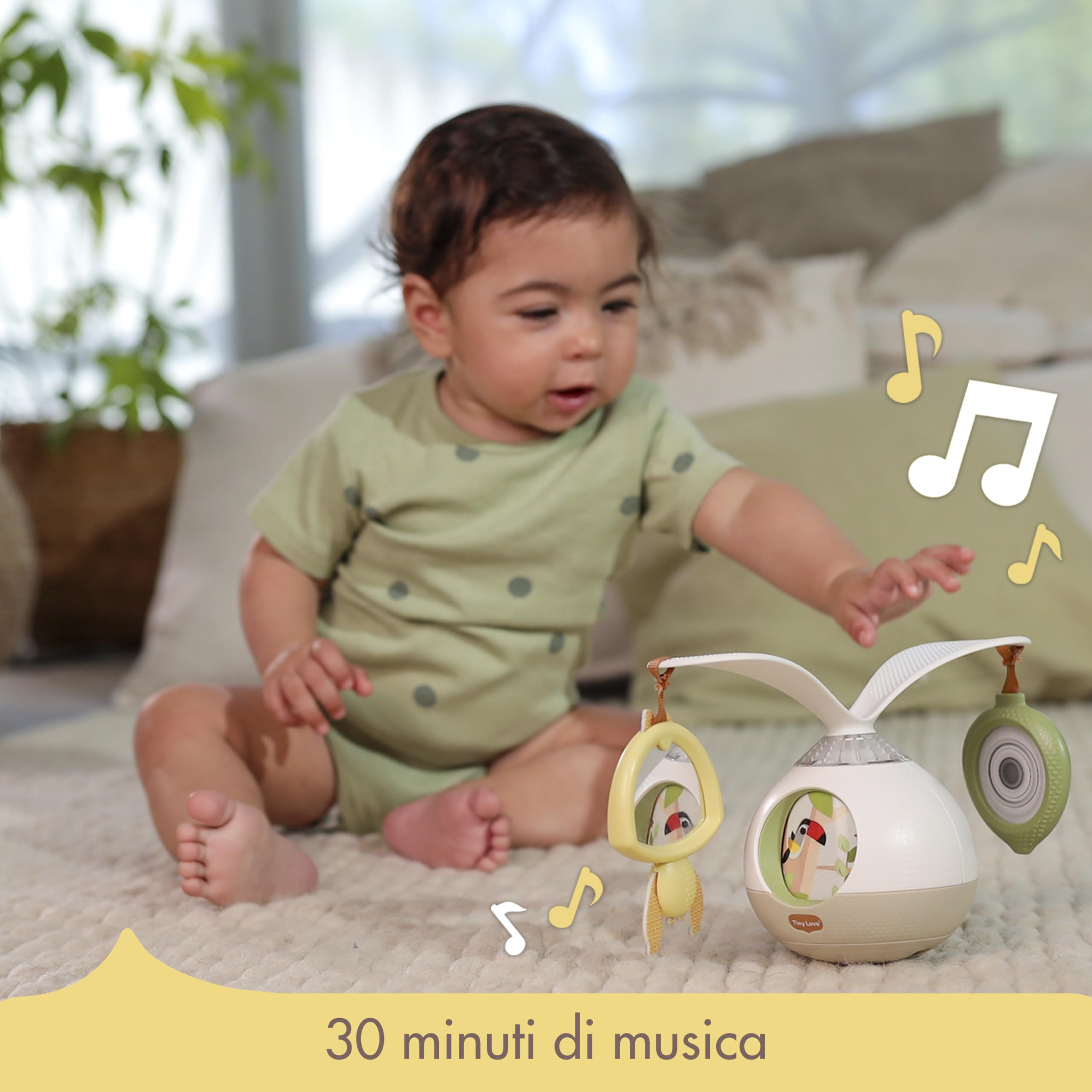 Tiny Love 2-in-1 Tummy Time Musical Mobile, Giostrina Neonato con Musica & Luci che Ruota a 360°, 0+ Mesi, per Passeggino Neonato, Giostrina musicale, 3 Modalità Musica e Suoni, Boho Chic