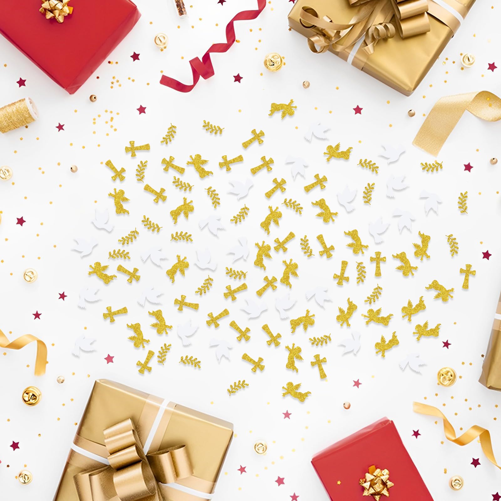 Kimini-Ki Tischkonfetti – 100 Stück Glitzernde Kreuze Für Taufe, Kommunion & Babyparty