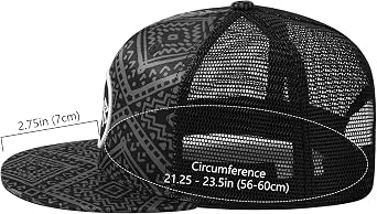 BASSDASH Flat Brim Trucker Cap Adjustable Snapback Hat Mesh Back for Men Women