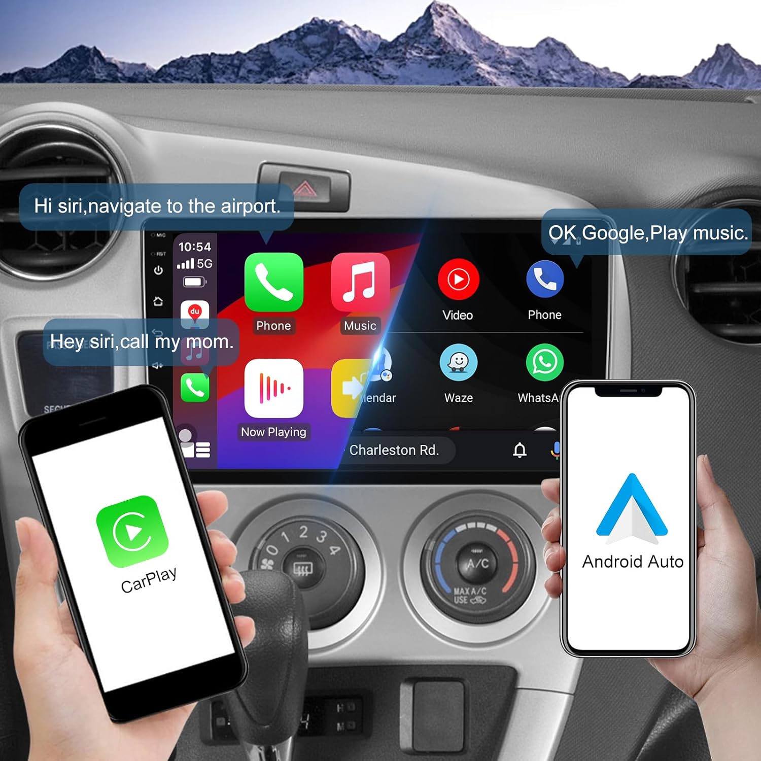 4+64G Android 14 Double Din Car Radio Stereo for Toyota Matrix 2009-2014 with 9" Touchscreen Radio Built-in Wireless Carplay/Android Auto/GPS/Bluetooth/FM/AUX-in/SWC/Camera