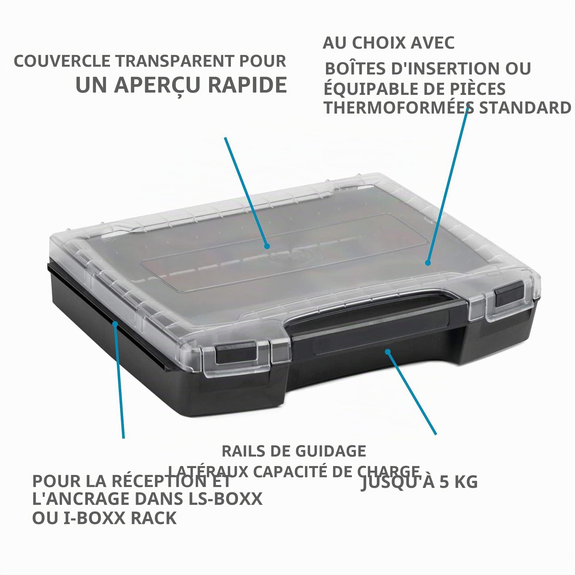 L-BOXX Sortimo LS-BOXX 306 Mallette à outils, anthracite, équipée de 2 i-BOXX vides, système de transport et de rangement des outils