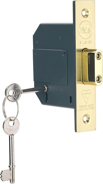 Yale P-M562-PB-67 PM562 British Standard 5 Lever Mortice Deadlock, High Security, Visi Pack, Suitable for External Doors, Brass Finish, 2.5 Inch/64 mm