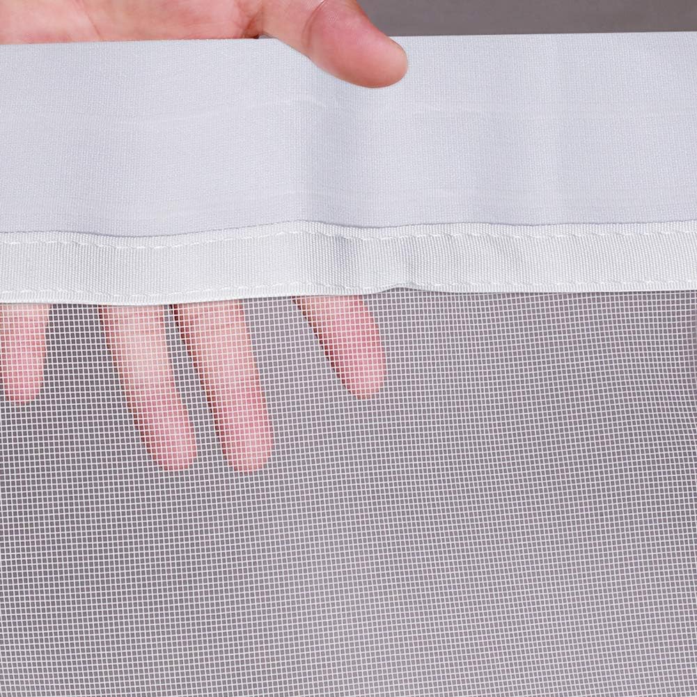 Yotache Adjustable White Magnetic Screen Door Fit Doors Size Width 34" - 38" Height 96" - 98", Reinforced Fiberglass Mesh Curtain with Full Frame Hook&Loop Strip