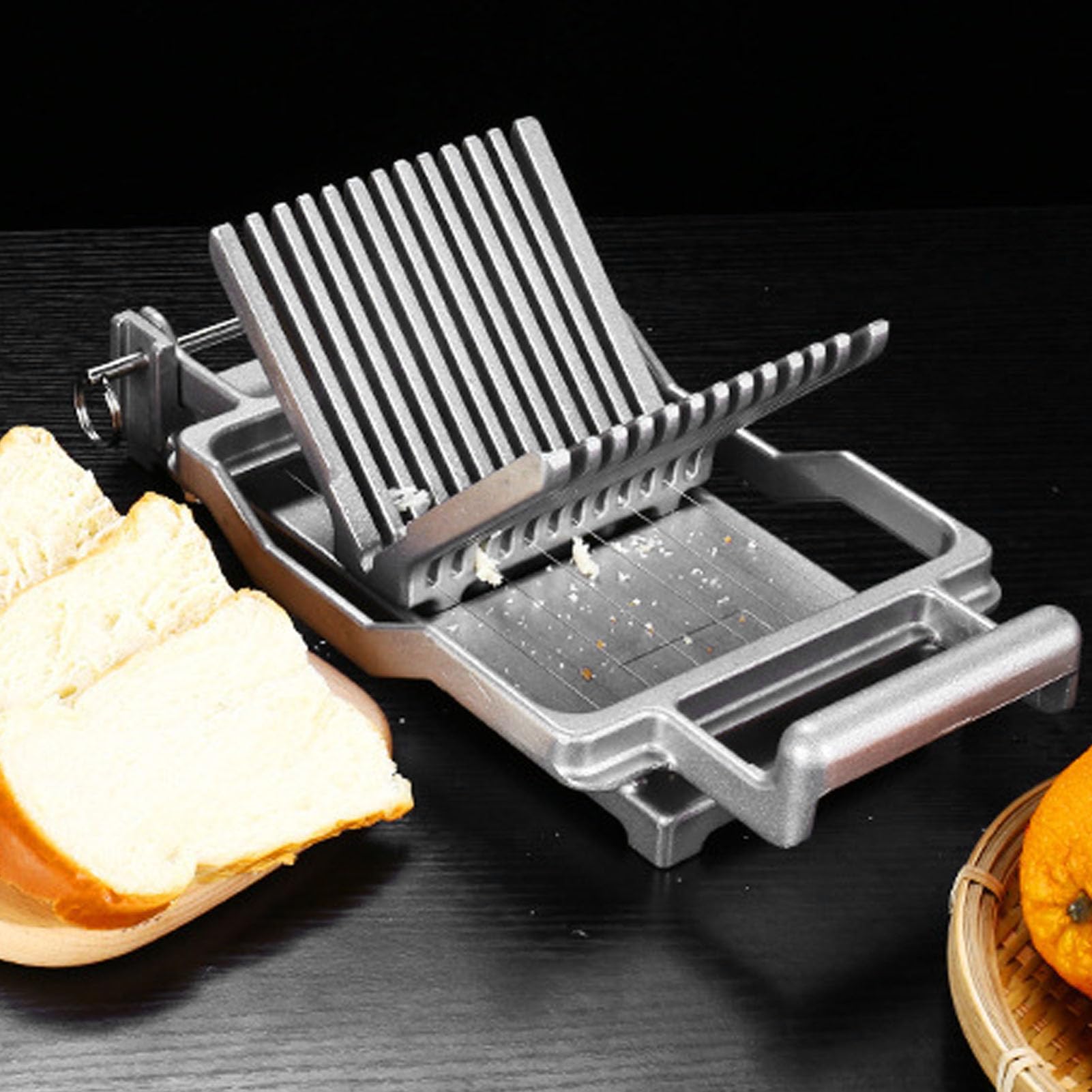 Käseschneider, Manueller Toastbrot Sandwichschneider aus Edelstahl mit Griff und Skalenlinien, Rutschfeste Basis für Mittagsfleisch, Eier, Hartkäse, Banane (20mm)