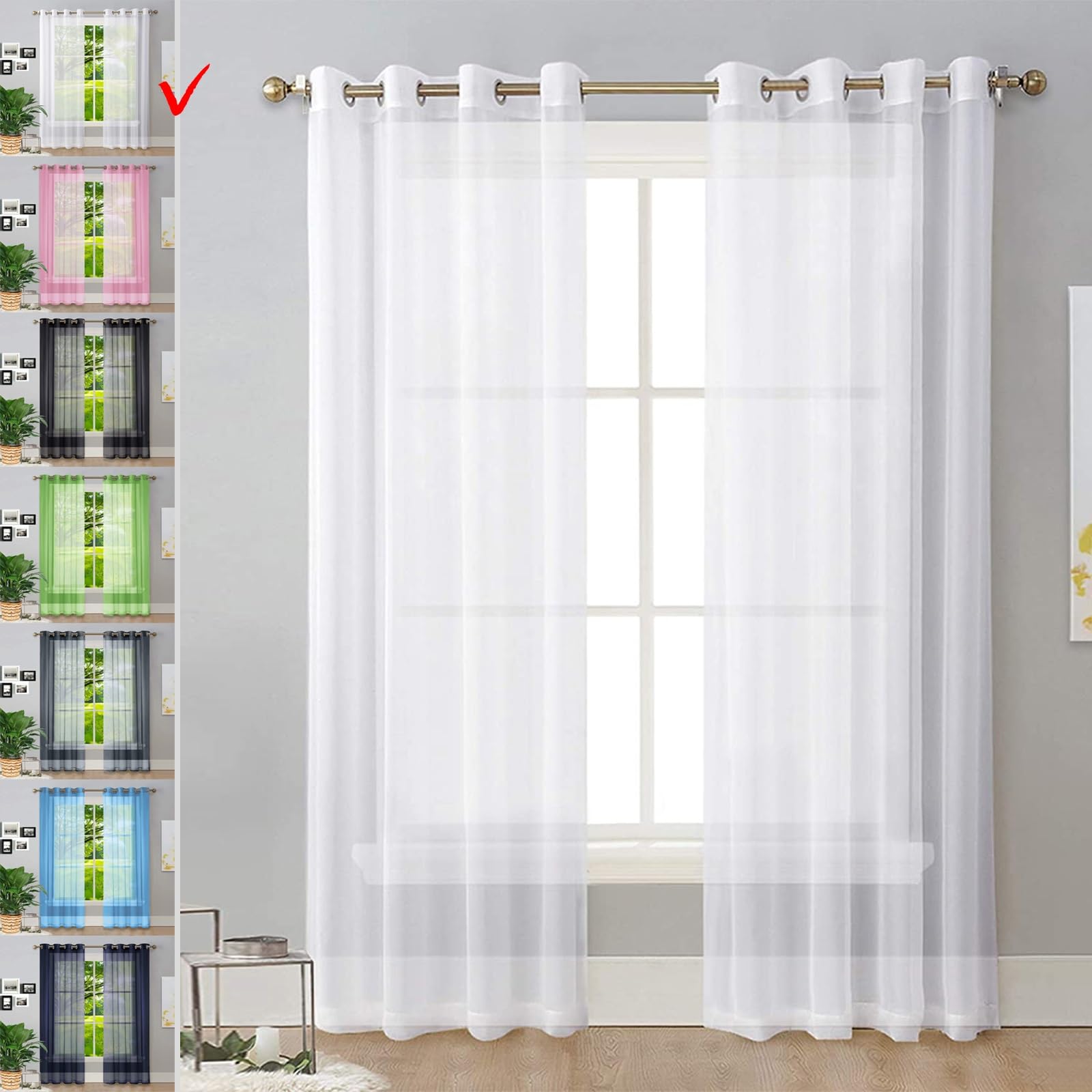 Gaifnag White Net Curtains For Window 150 X 145 Cm Drop Eyelet, Lightweight, Thermal Insulated Crushed Velvet Thermal Insulated Curtains For Bedroom, Kitchen, Nursery,