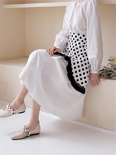 Miniatura 5 de aoozleny Delantal retro para mujer, delantal de cintura con volantes, delantal vintage con bolsillo para chef, cafetería, servidor, camarero, cocina