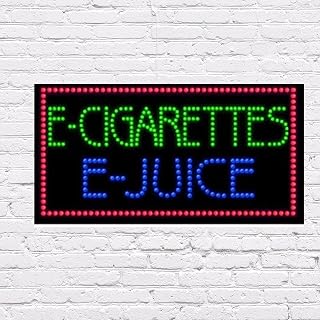 LED E-Cigarettes E-Juice Sign for Retail Business Displays| Advertising Electronic Light Up Sign for Windows Walls |17"h x 31"w x 2"d