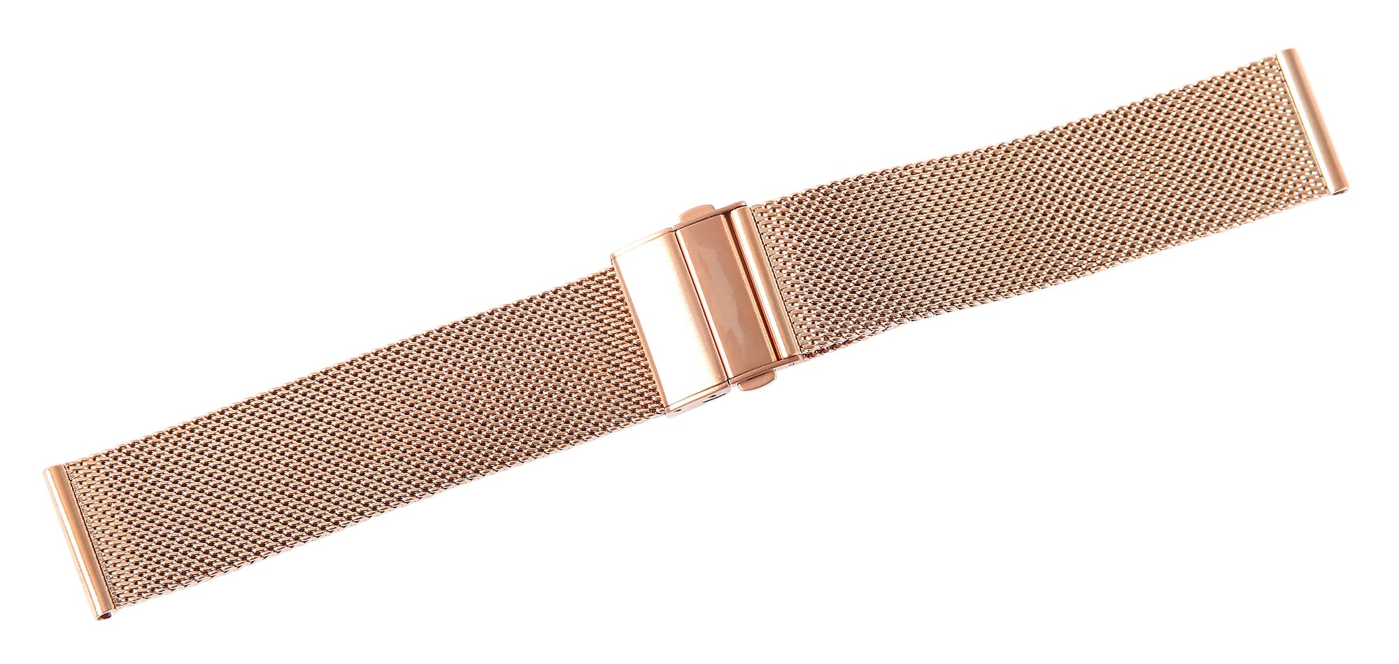 Bracelet milanais en acier inoxydable avec boucle déployante Or rose 20 mm