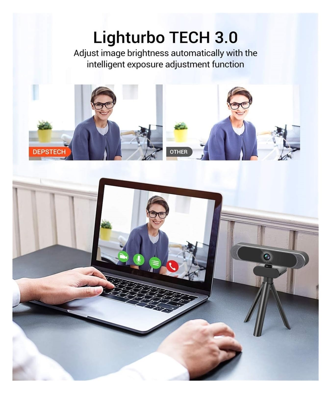 Webcam, Webcam HD 4K 8MP con microfono con cancellazione del rumore/copertura for la privacy/presa for treppiede Riproduci videocamera Web USB for video di riunioni