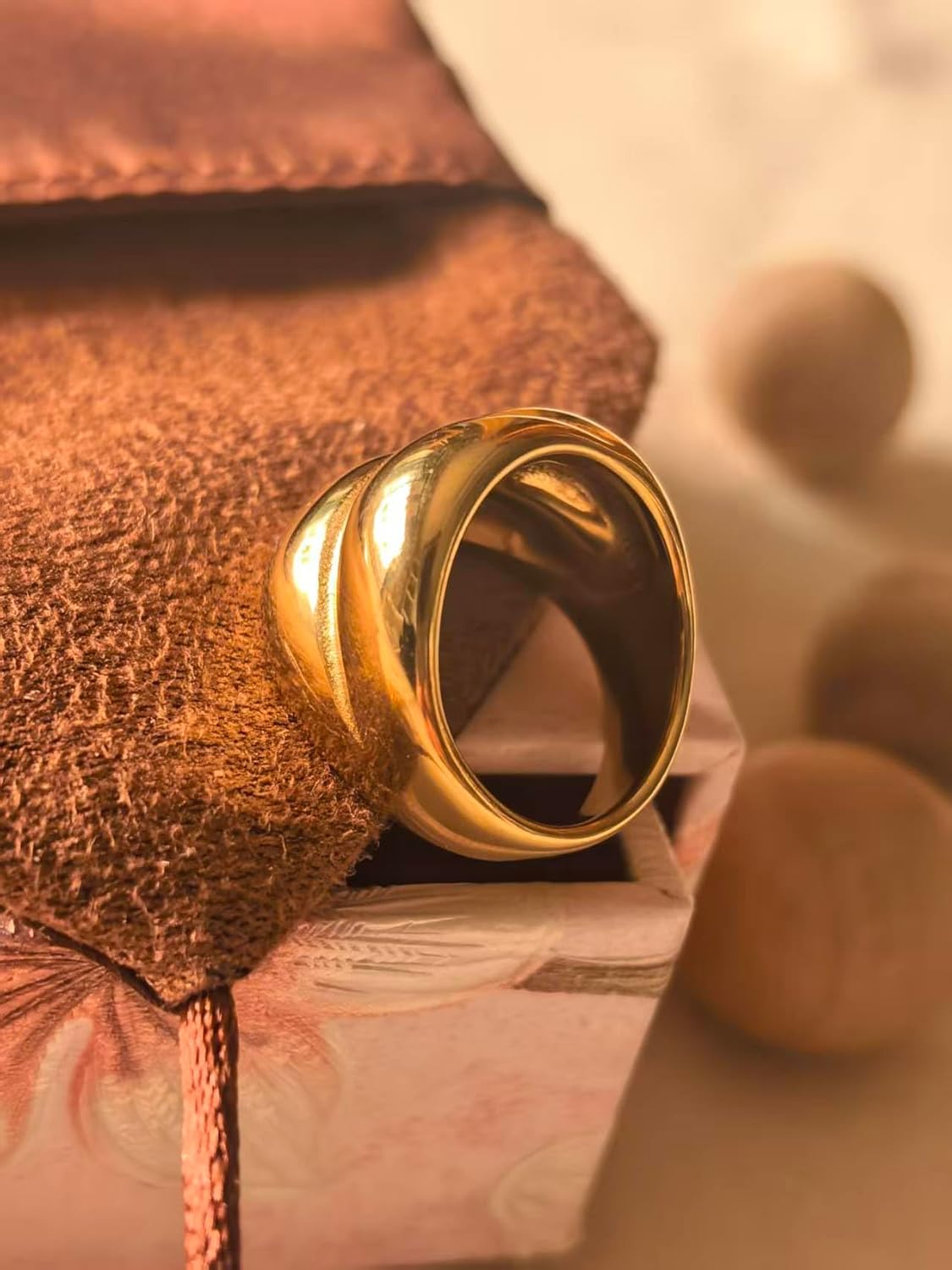 Gold Jewelry The Ring Of Power For Women Gift Shiny Chunky Rings Non Tarnish With 24K Gold Plated Engagement - Image 3