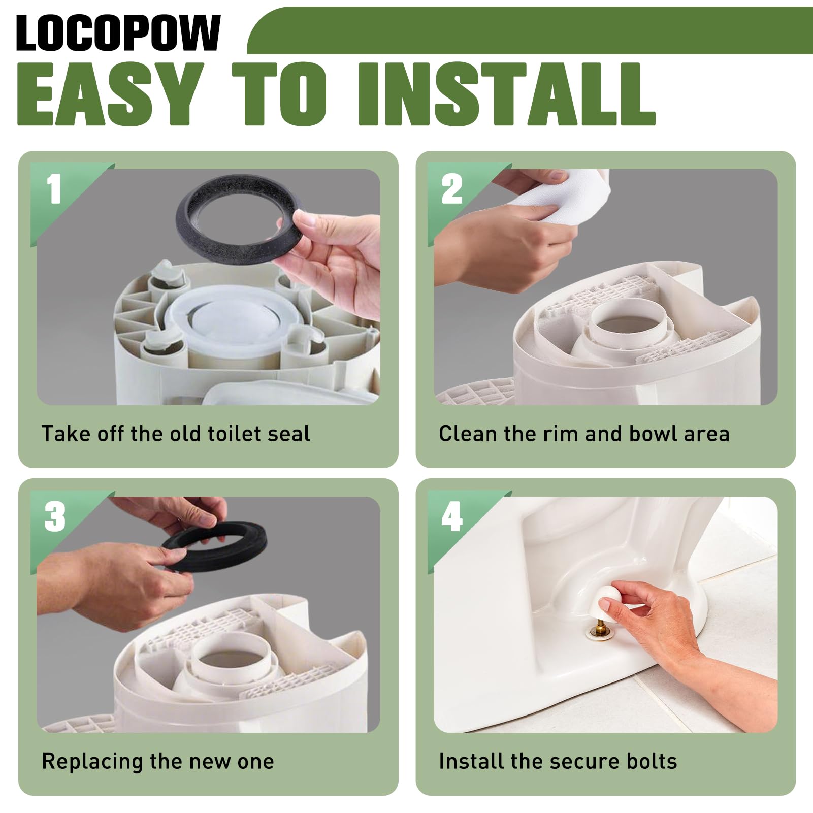 RV Toilet Base Seal Replacement Kit Compatible With Dometic 300/310/320 - Includes Gasket, Hardware & Bolt Covers