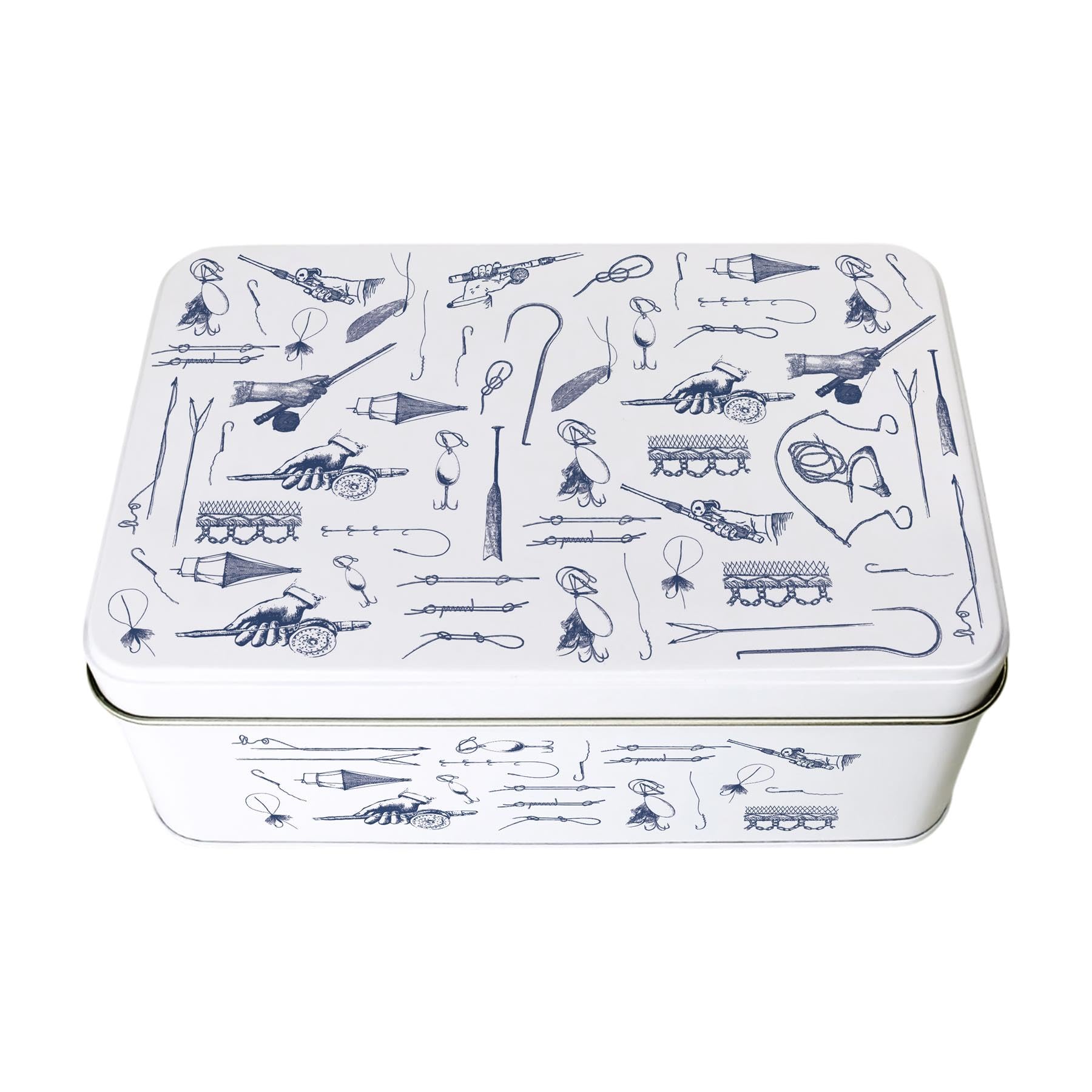 Vintage Fishing Tin - Rectangular Metal Storage Tackle Container Fishermen Gifts