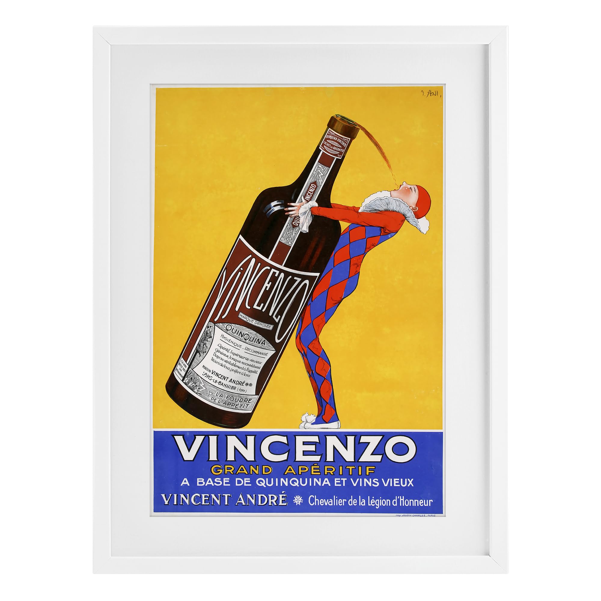 Stupell Industries Coastal White (Textured) 'Vincenzo Vintage Wine'| Framed Print Under Glass