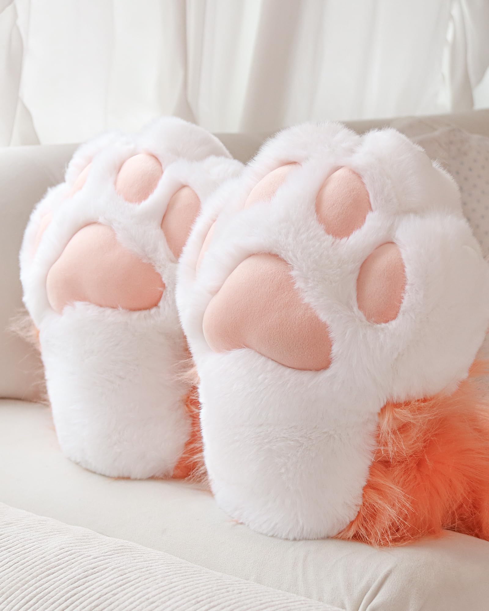 ZFKJERS Cosplay Animal Cat Plastic Claws for Fursuit Feet Paw Shoes Furry Paw Slippers Adults Costume Accessories Set (Orange) - Image 3