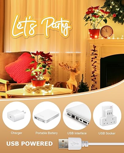 Miniatura 4 de Letreros de neón de Let's Party, letrero de luz LED de neón Arrinew para decoración de pared, luces de neón decorativas para despedida de soltera,