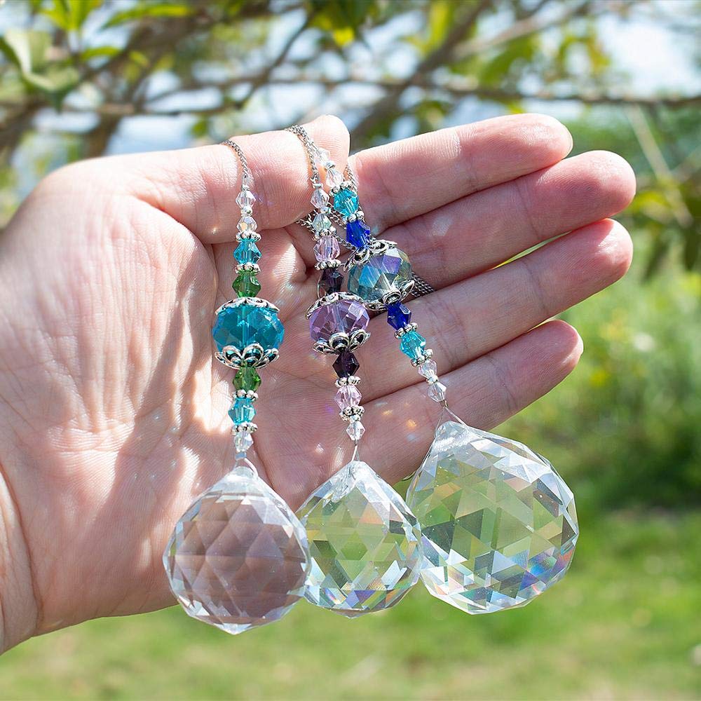 Suncatcher Packung von 3, klare Kristall Prisma Ball Rainbow Maker Fenster Prismen Suncatcher Kristall Anhänger für Zuhause, Büro, Gartendekoration