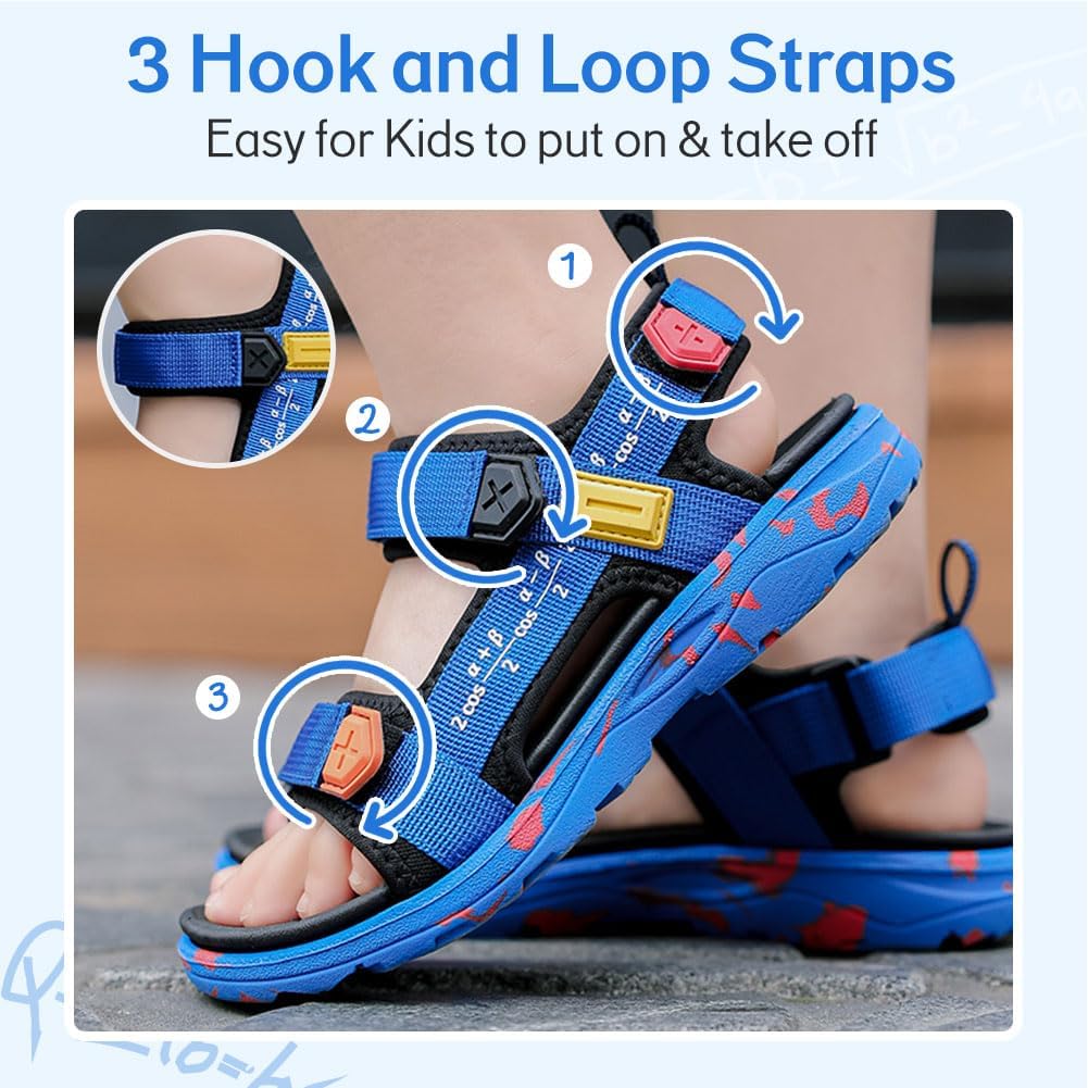Boys Girls Sandals for Kids Open Toe Summer Outdoor Athletic Sandals with Adjustable Straps image 3