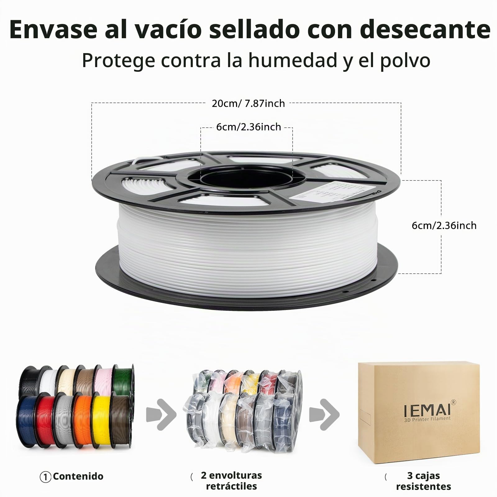 IEMAI PETG Filamento 1.75mm 12KG Pack, Filamento para Impresora 3D PETG de Fuerte Tenacidad, Compatible con Impresoras 3D Bambu Lab, Precisión Dimensional +/- 0.02mm