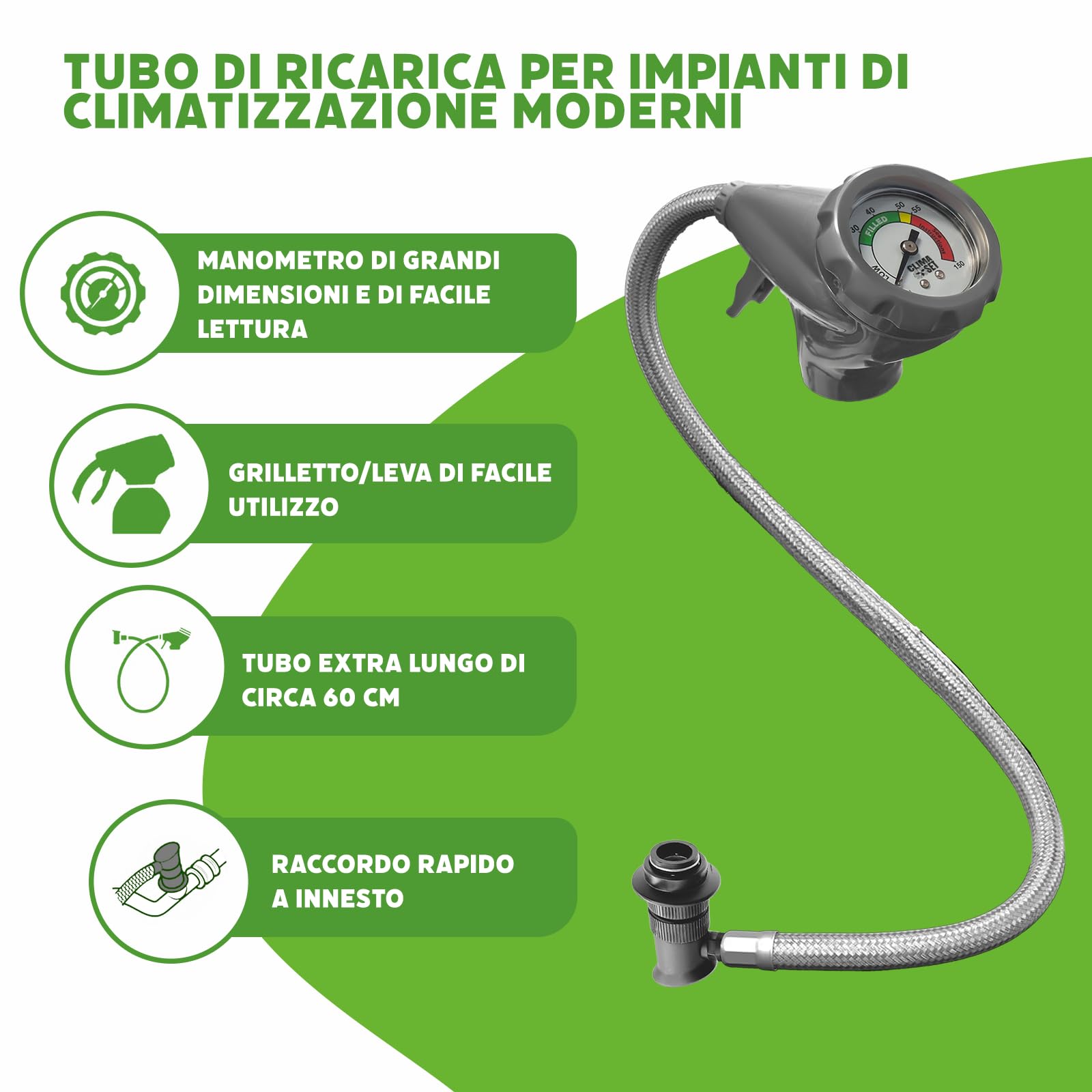 Fluido refrigerante R1234yf gas con olio, tubo e adattatore YF – Ricarica climatizzatore auto – 2x 235 g – ECO