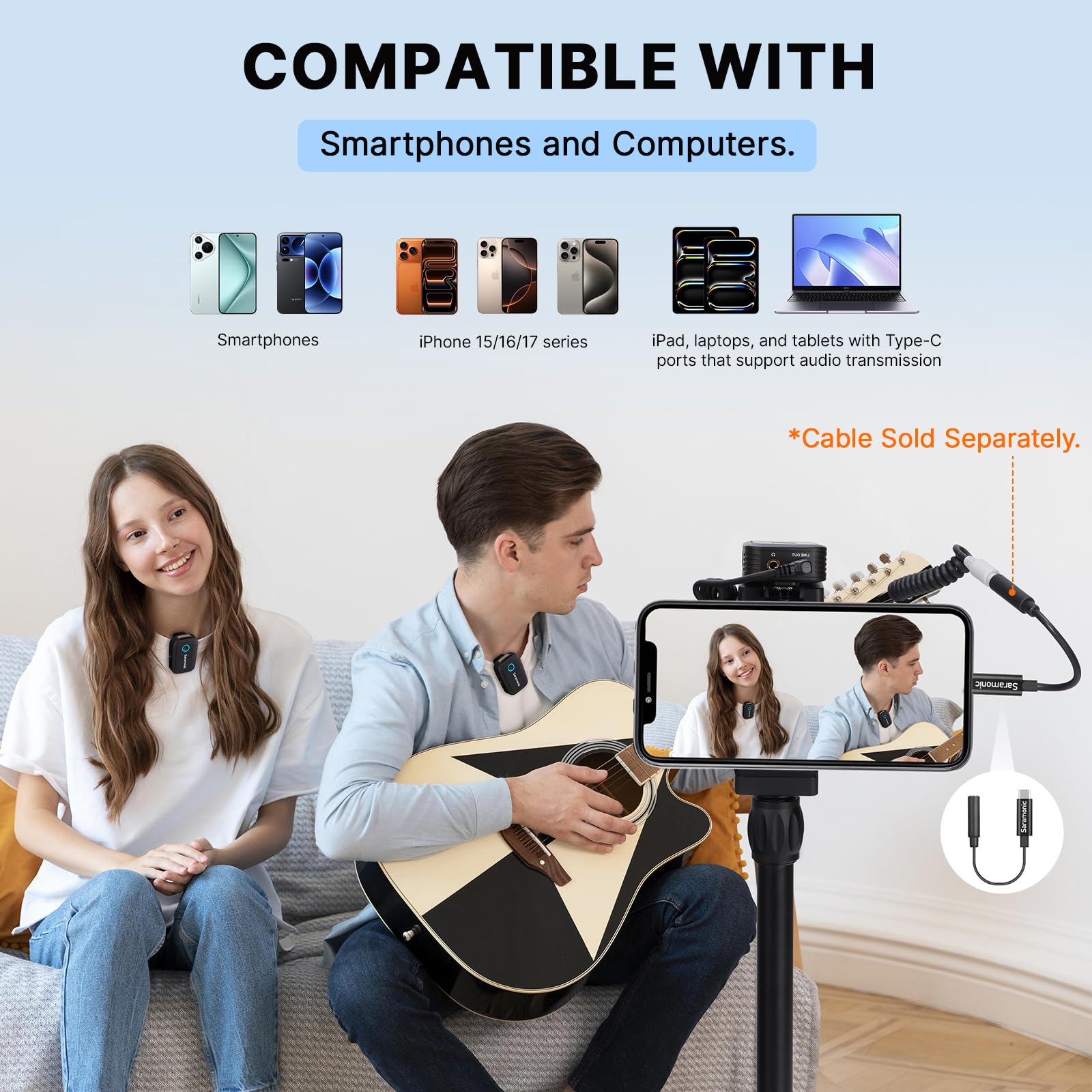 Saramonic Blink 500 T4 4 Personen Wireless Lavalier Mic System, 2,4 GHz, 100 m Reichweite, 4 Sender & 1 Empfänger, 24-Bit Sound, für DSLR, Camcorder, Smartphone, YouTube, Interview, Podcast