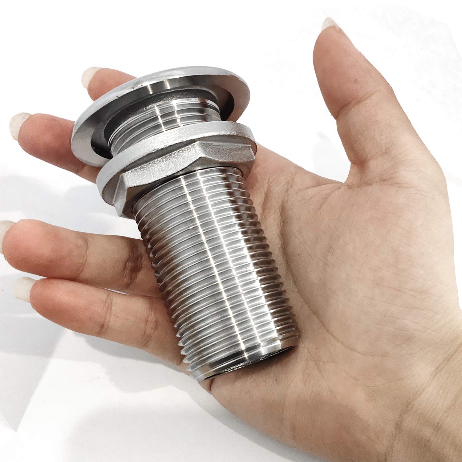 Raccord Traversant De Coque 19 Mm – Tête Inox, Dévissage Manuel, épaisseur 33 Mm, Pour Pompe De Cale