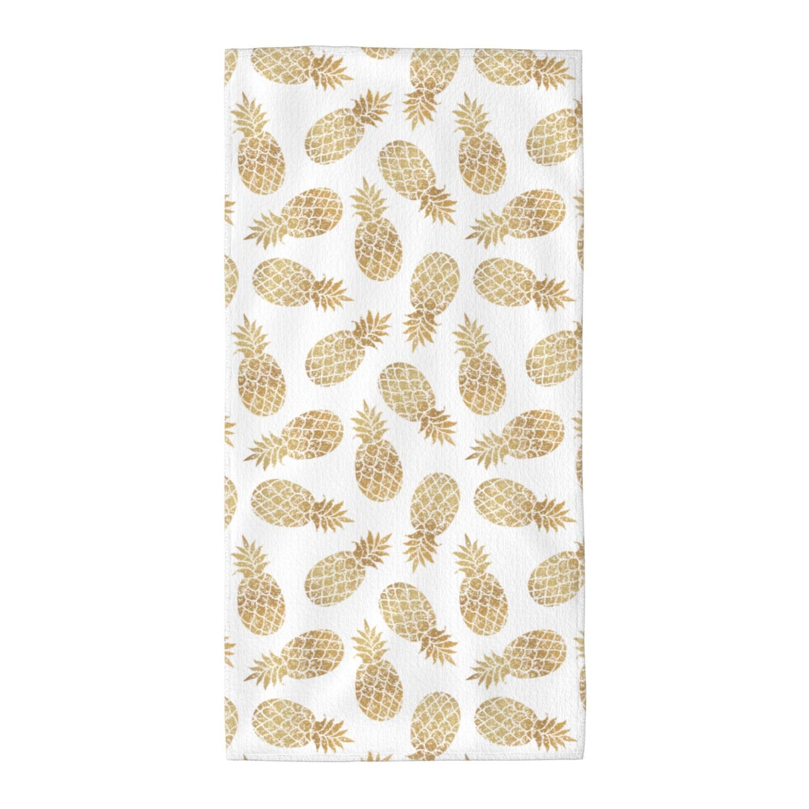 DIEzig Golden Pineapple Background Fashion Printed Long Bath Towel For Pool Side Seaside Holiday