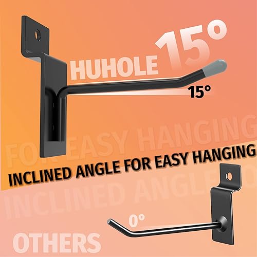 Miniatura 2 de HUHOLE Ganchos negros de pared de 2 pulgadas, 50 piezas, accesorios de Slatwall, ganchos de pared de listones, accesorios de pared de listones,