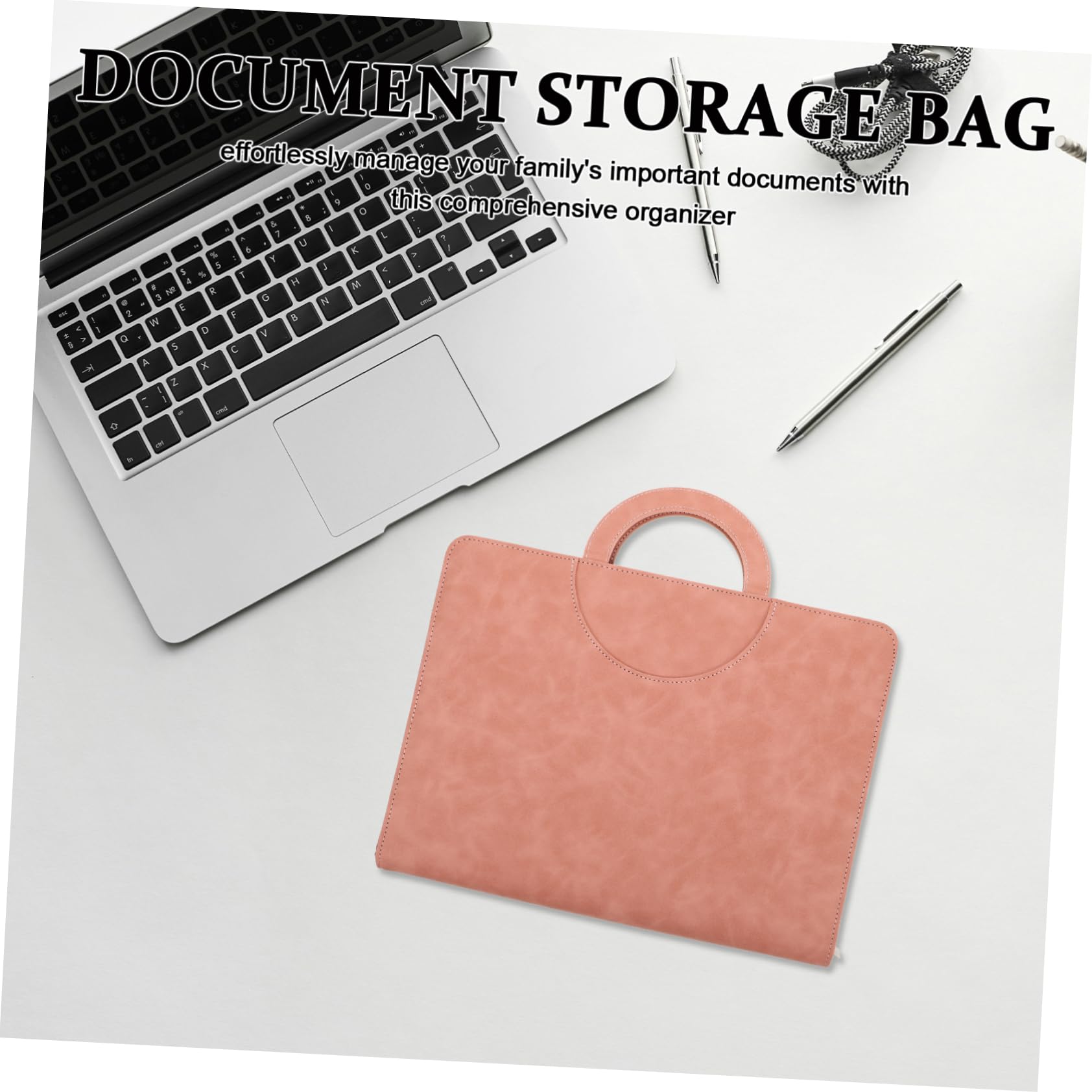 Porta Documenti Rosa in Pu A4 con Cerniera Sicura, Organizer Multifunzione per Certificati Importanti e Documenti di Viaggio per Professionisti e Studenti