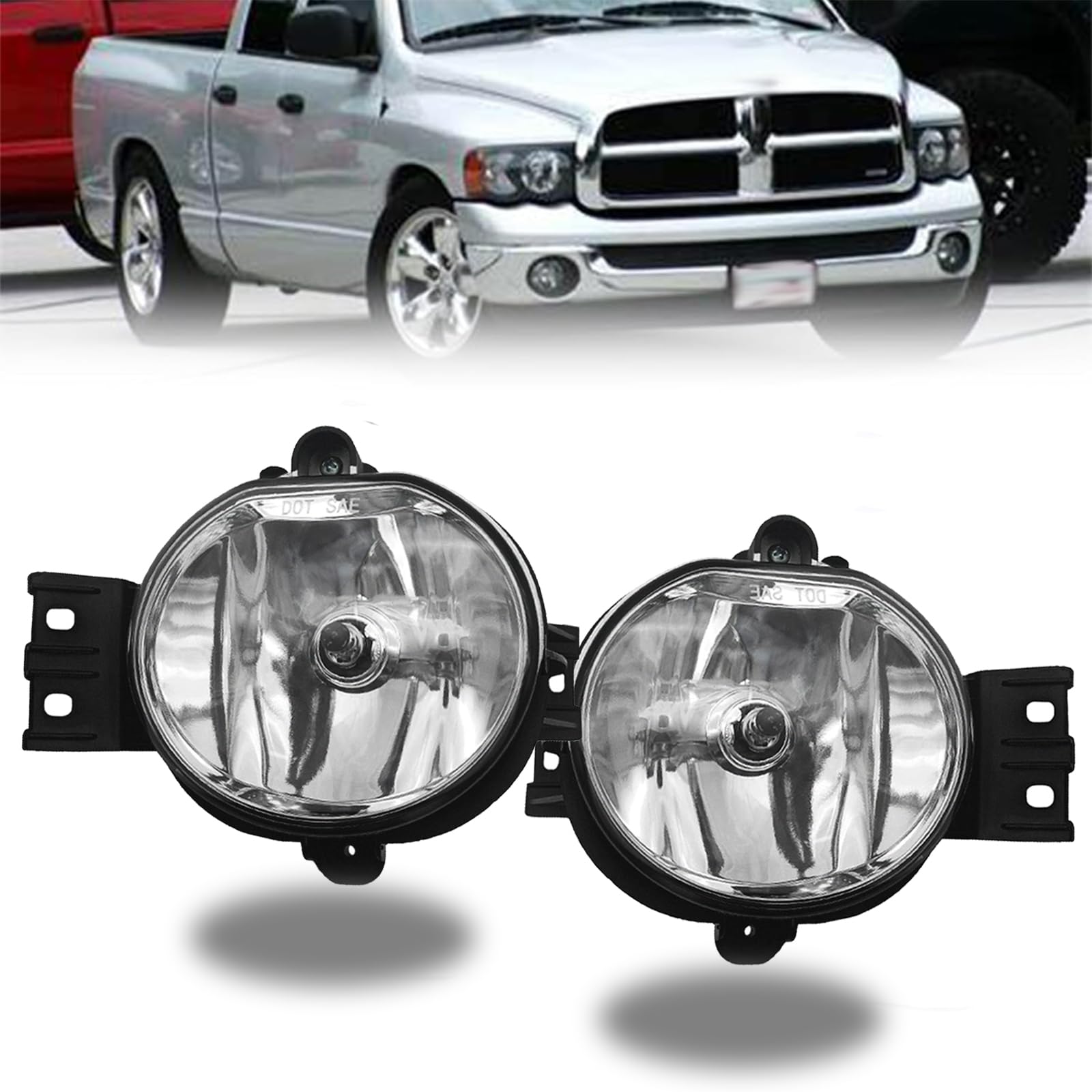Shocklight Fog Lights Fit For 2002-2009 Dodge Ram 1500 2500 3500/2004-2006 Durango Pickup Truck 2002-2008 Dodge Ram