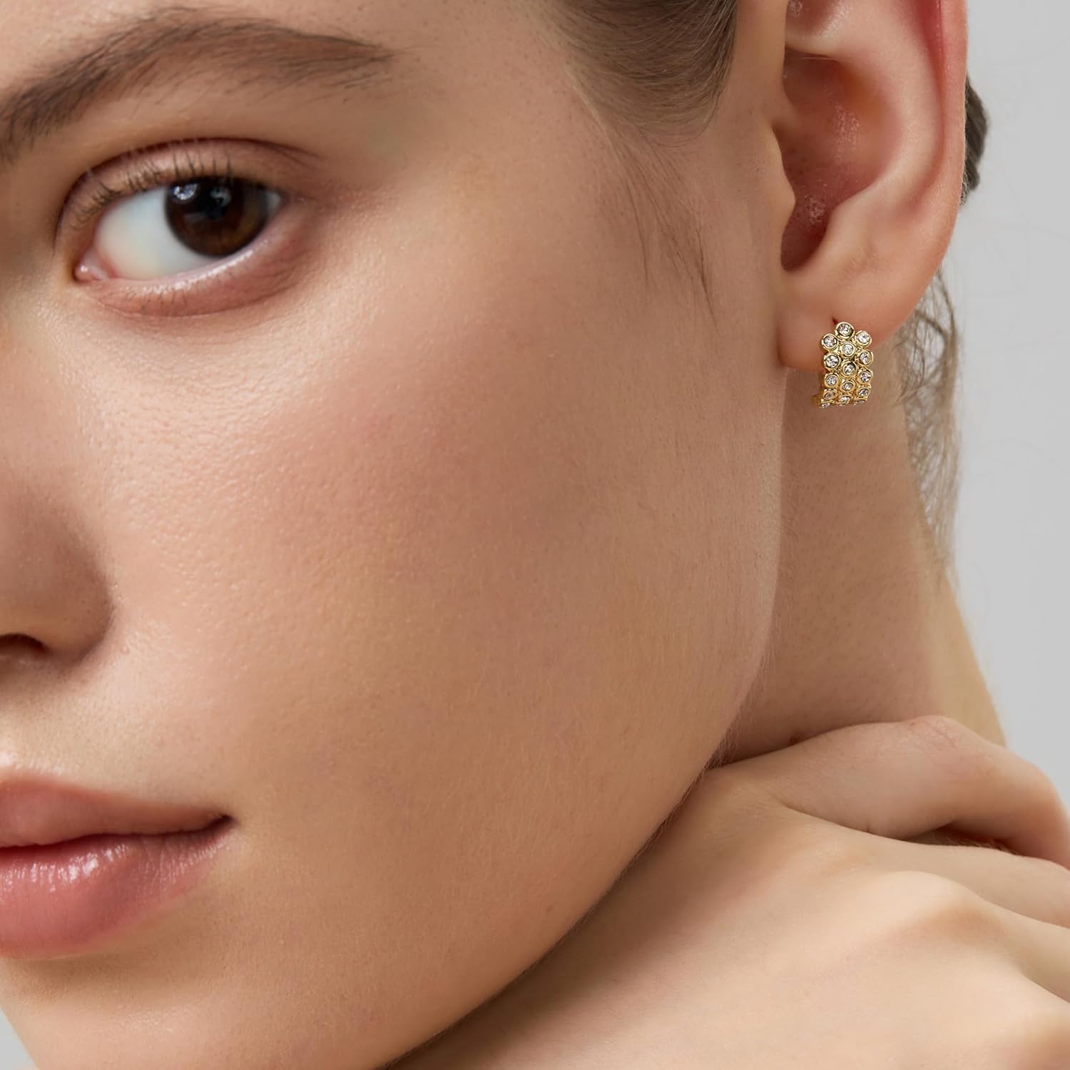 18K Gold Plated Huggie Hoop Earrings for Women, 925 Sterling Silver Post, Hypoallergenic Small Earrings - Image 5